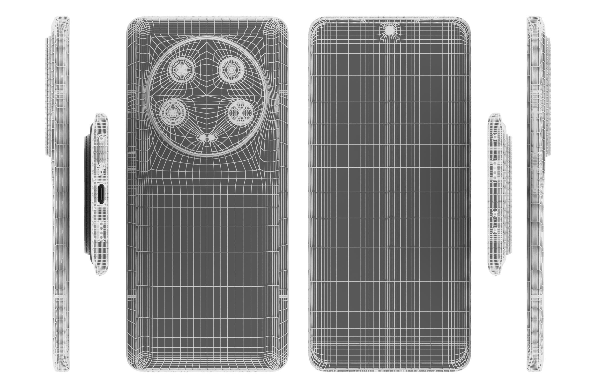 Xiaomi 13 Ultra Black Low-poly 3D model_17