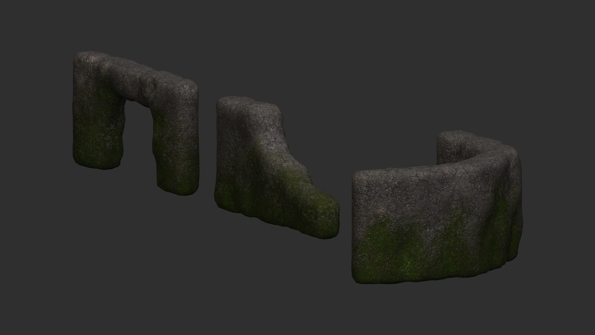 Cave Walls 2 - Moss 1 Low-poly 3D model_1