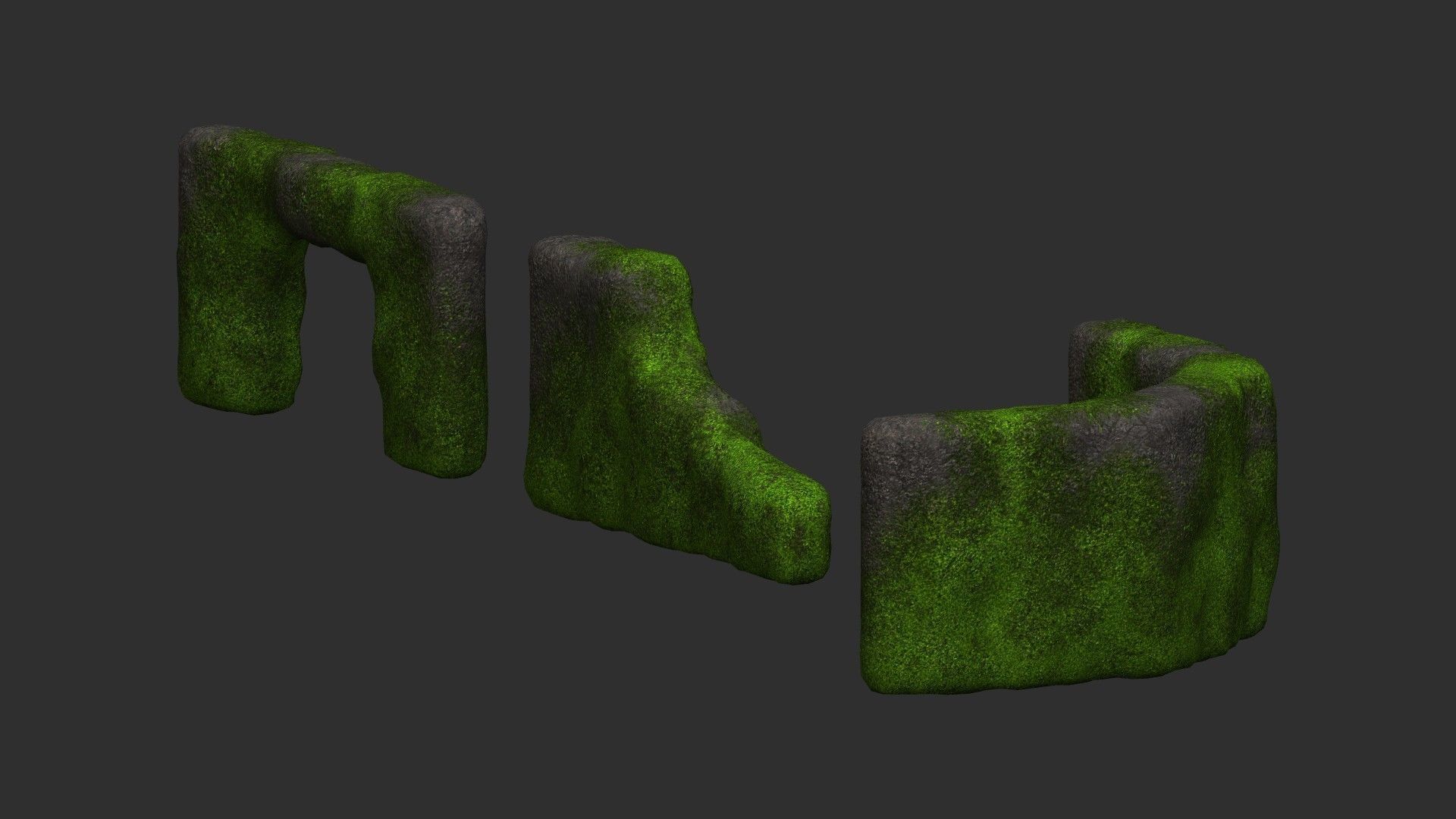 Cave Walls 2 - Moss 2 Low-poly 3D model_1