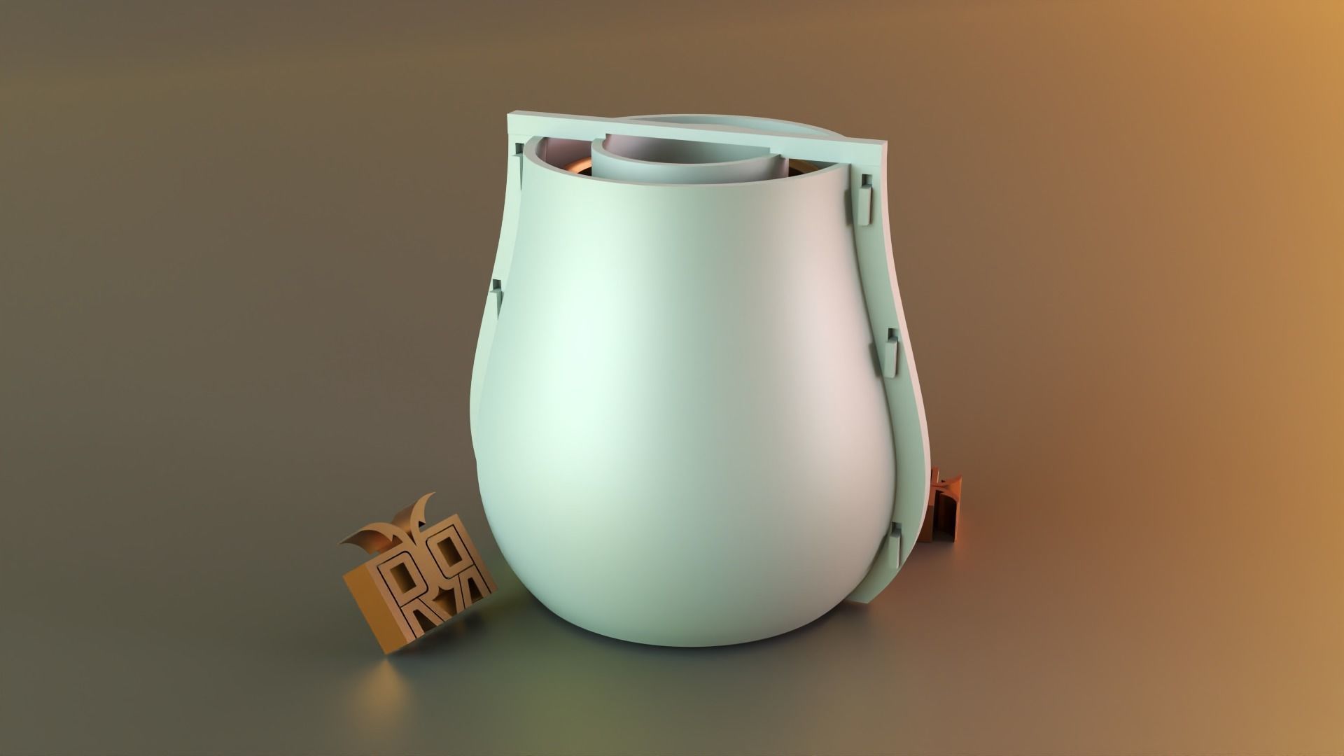 Modern Vase with outer 3D print model_4