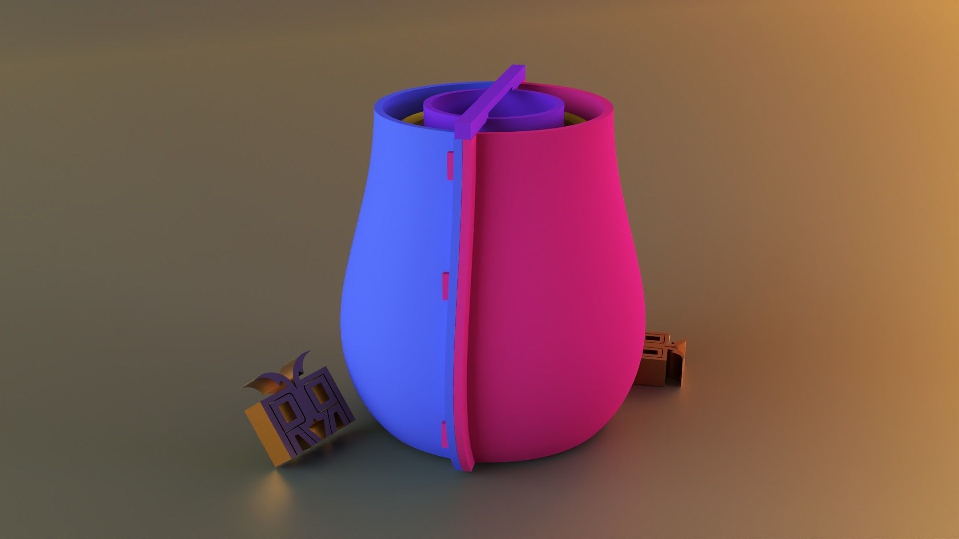 Modern Vase with outer 3D print model_3