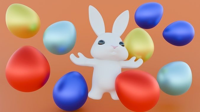Standing rabbit character 3D model