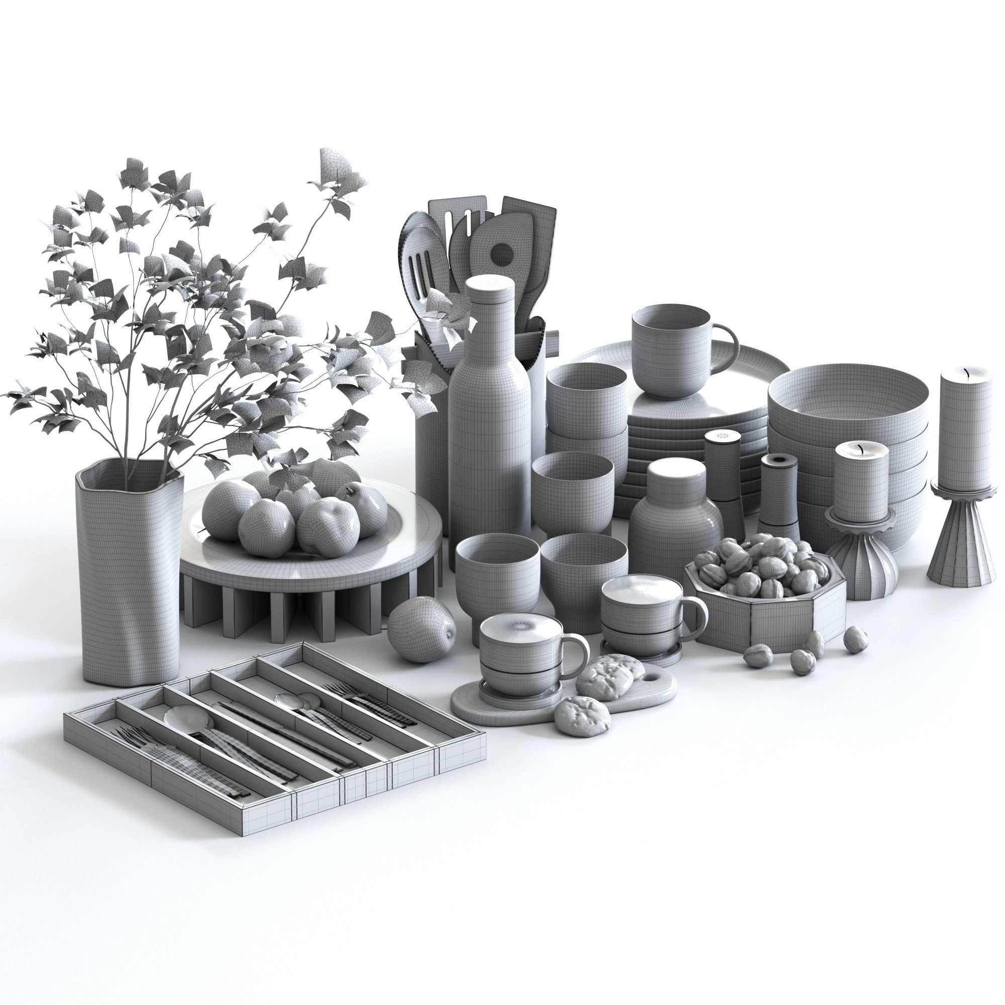 Table set 02 3D model_6