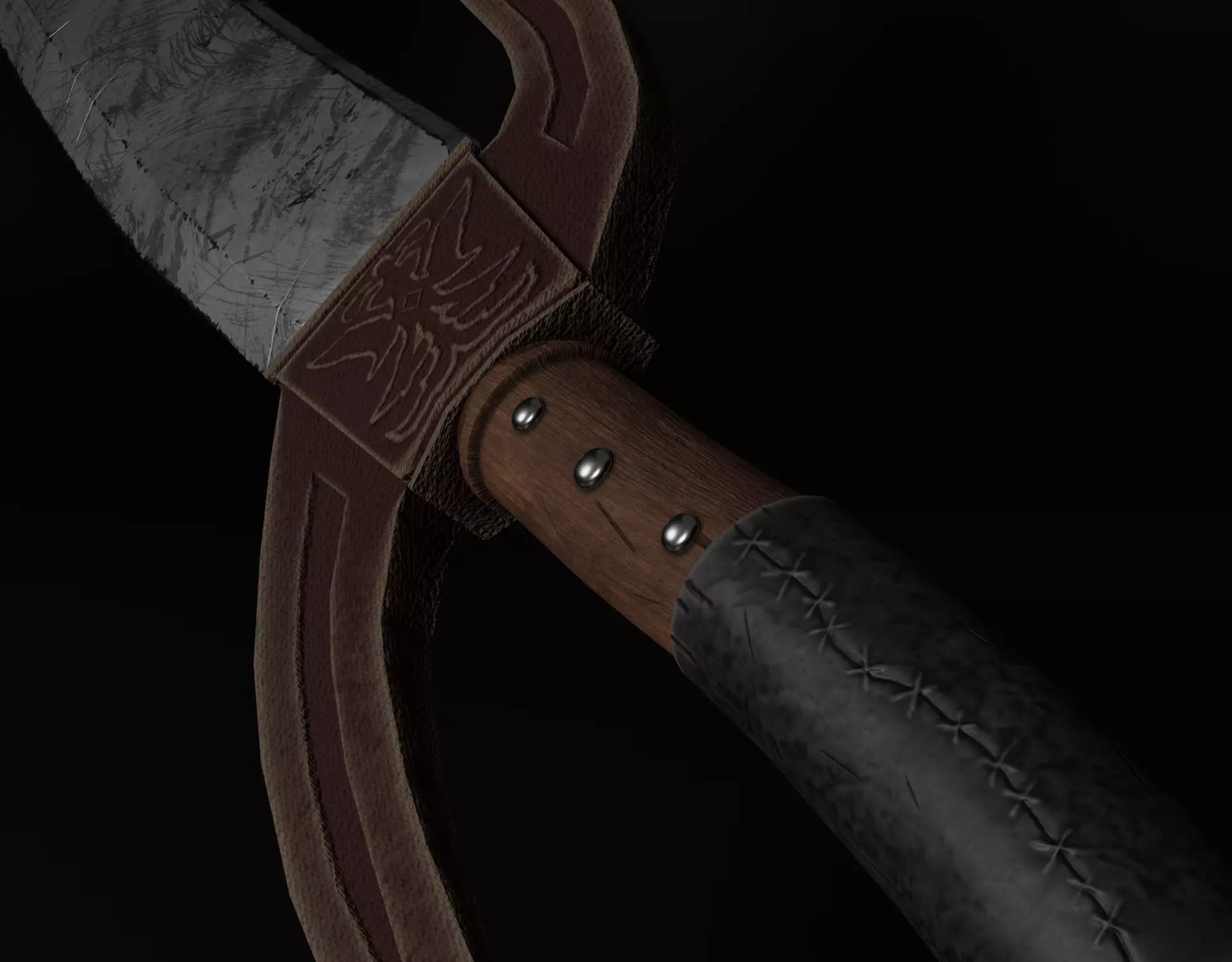 one handed sword PBR low-poly Low-poly 3D model_0