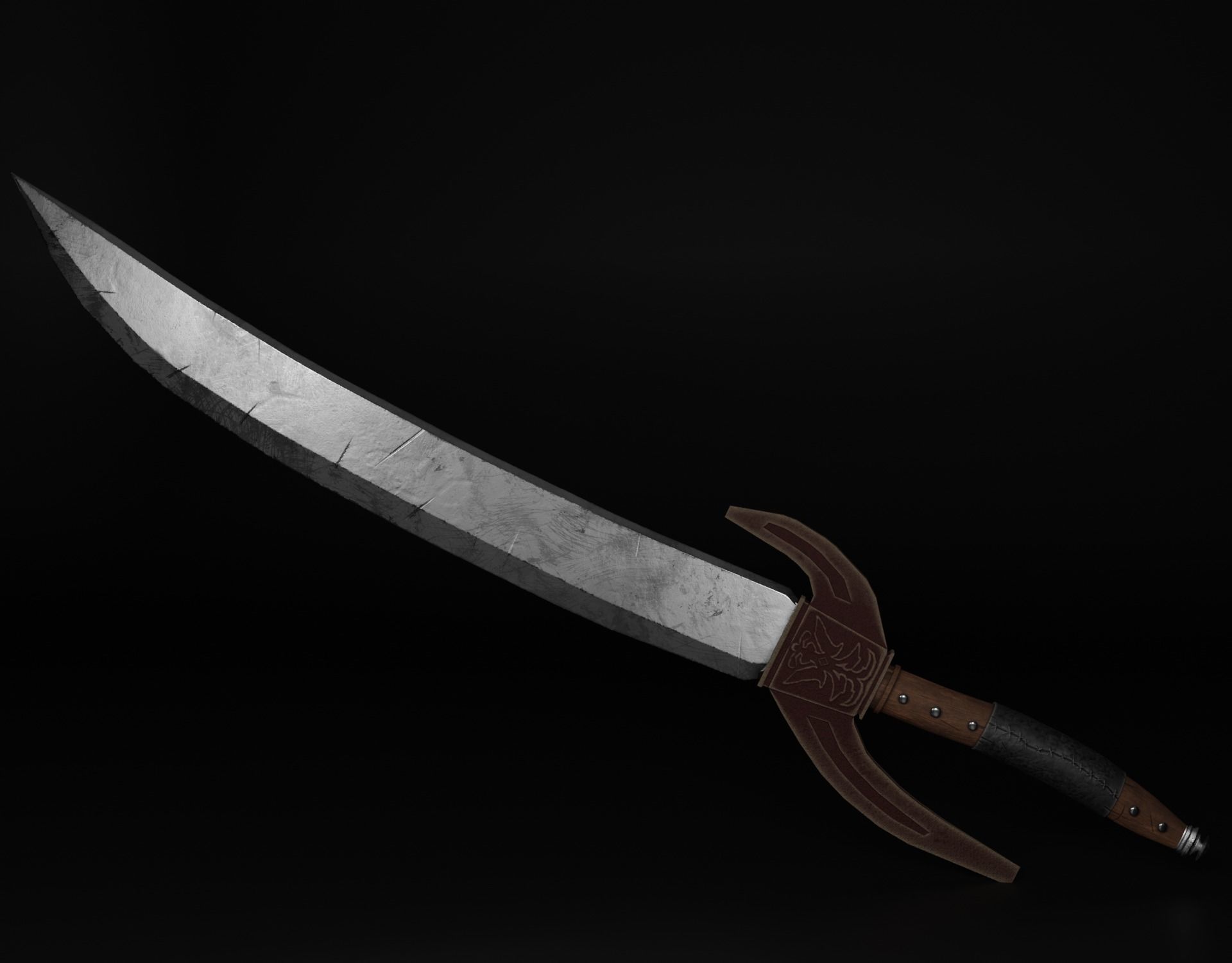 one handed sword PBR low-poly Low-poly 3D model_1