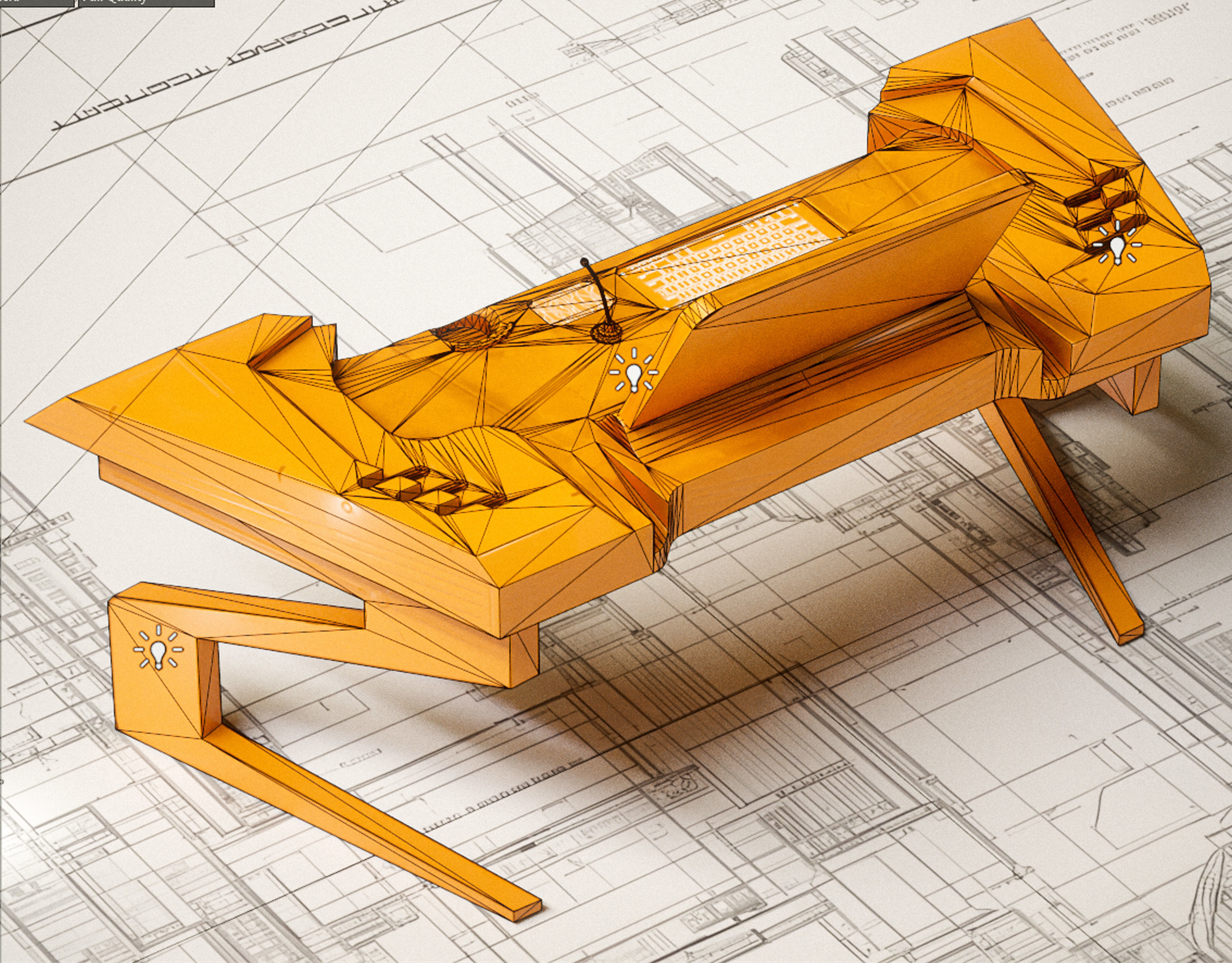 Sci-fi Stylized Table V1 PBR Low-poly 3D model_16