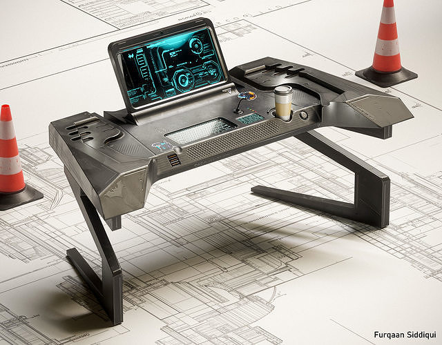 Sci-fi Stylized Table V1 PBR Low-poly 3D model 3