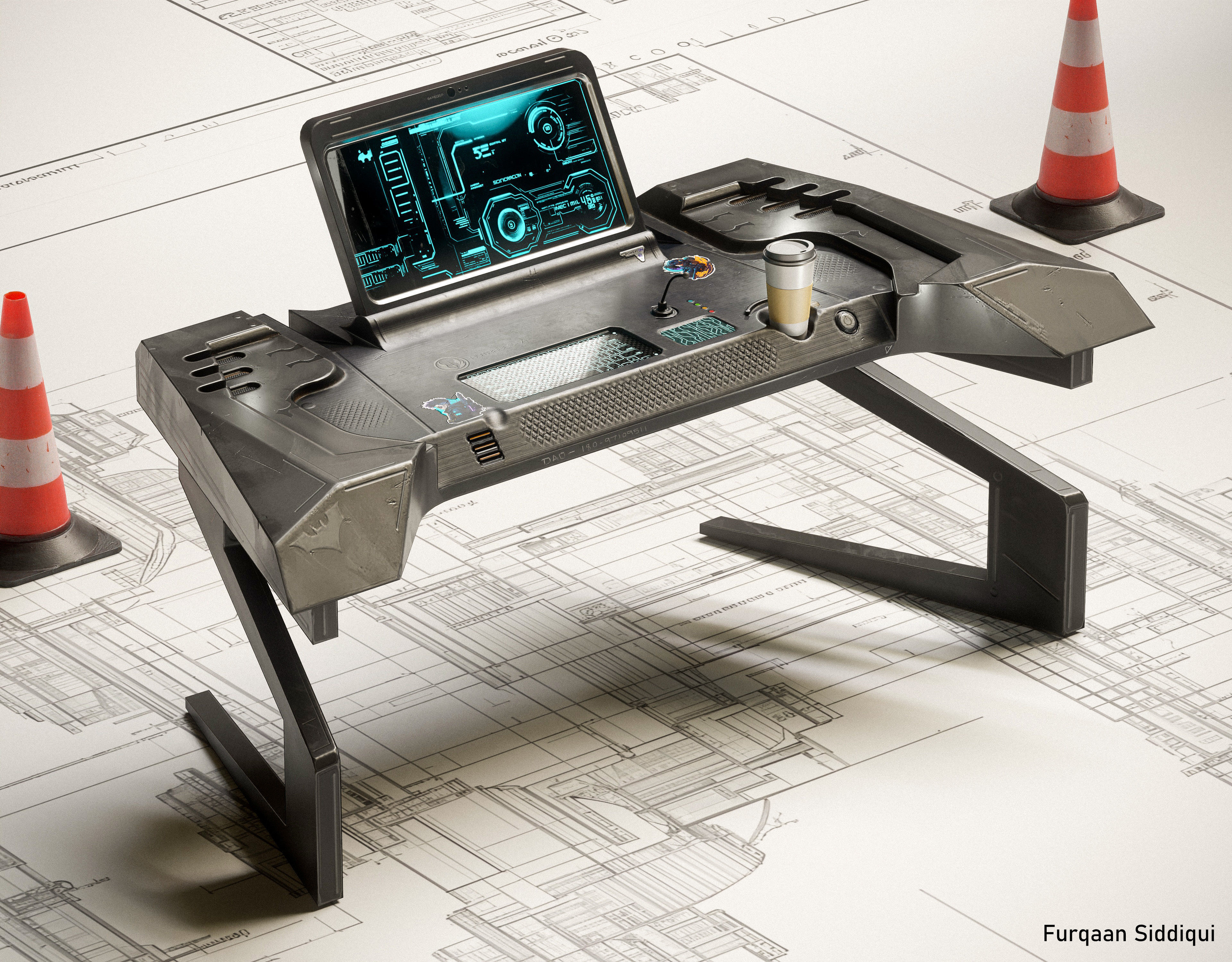 Sci-fi Stylized Table V1 PBR Low-poly 3D model_3