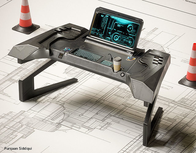 Sci-fi Stylized Table V1 PBR Low-poly 3D model 2