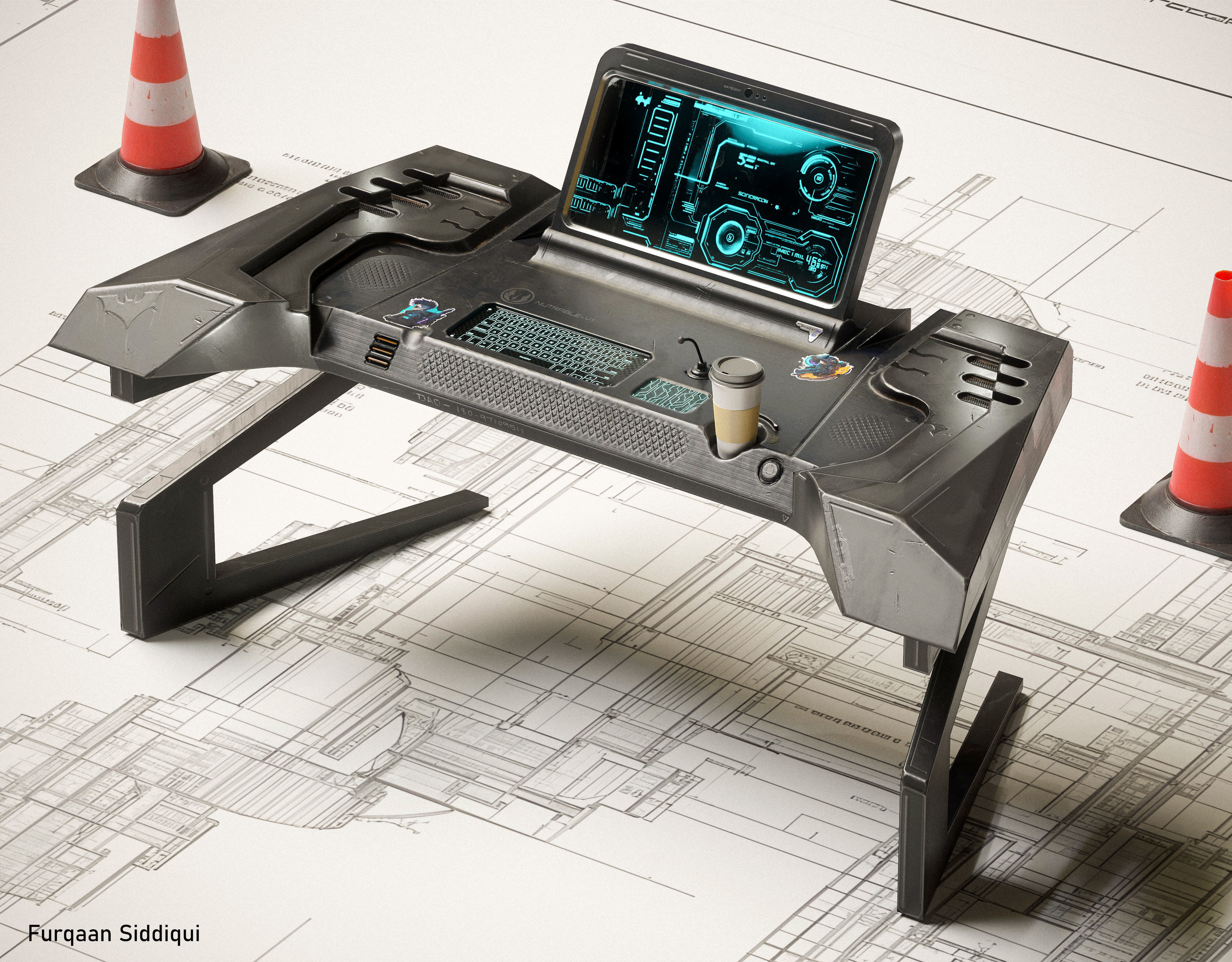 Sci-fi Stylized Table V1 PBR Low-poly 3D model_2