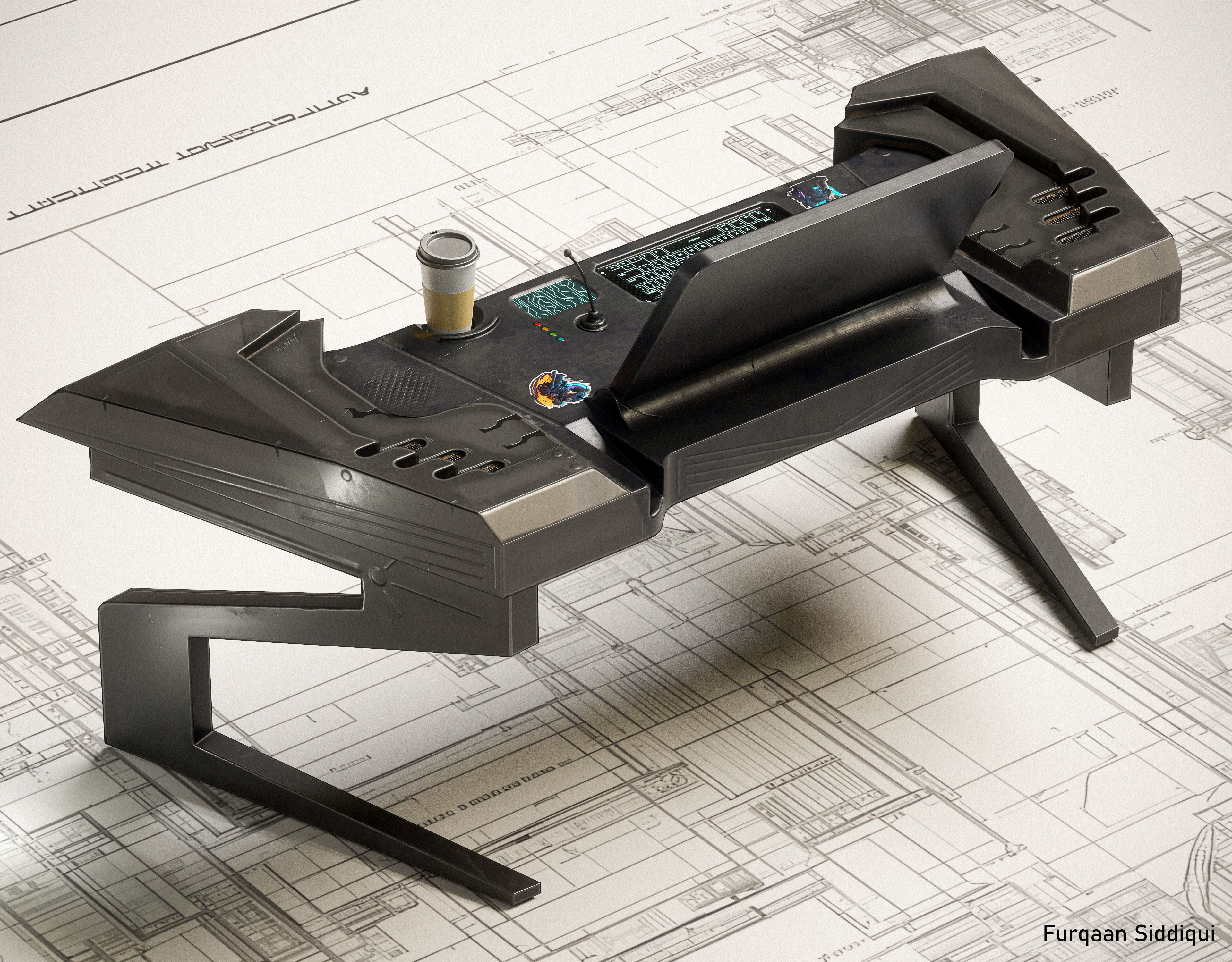 Sci-fi Stylized Table V1 PBR Low-poly 3D model_5