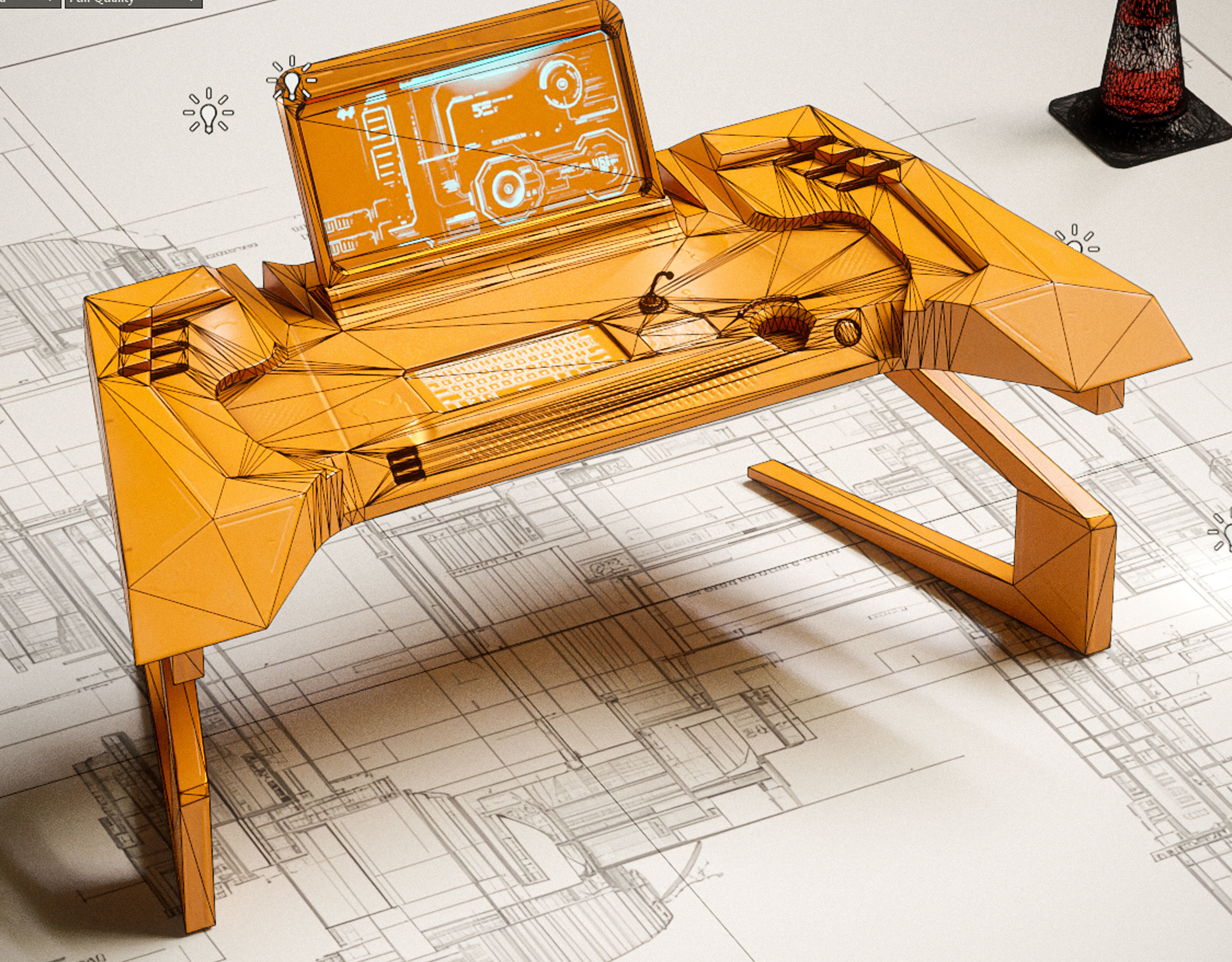 Sci-fi Stylized Table V1 PBR Low-poly 3D model_15