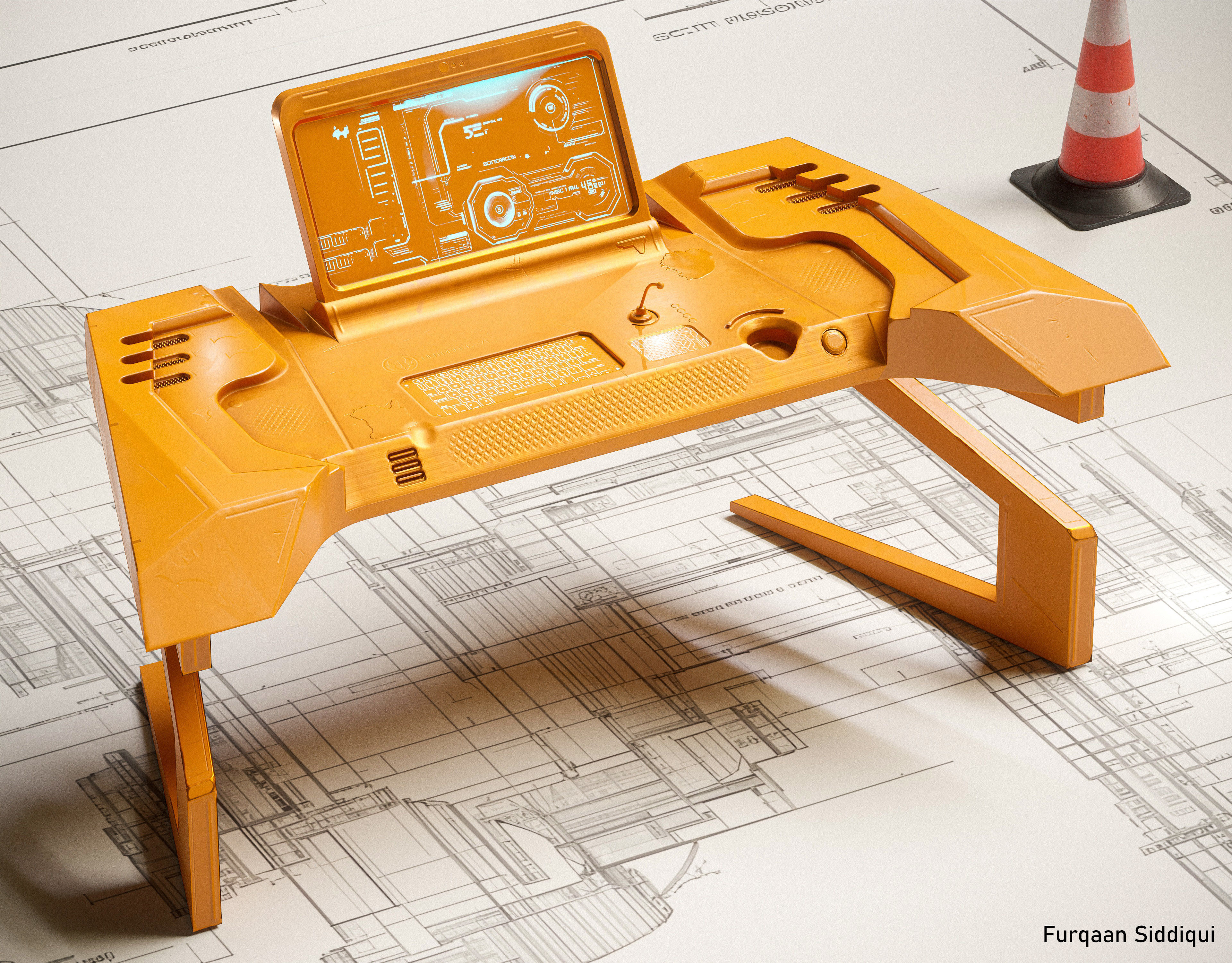 Sci-fi Stylized Table V1 PBR Low-poly 3D model_12