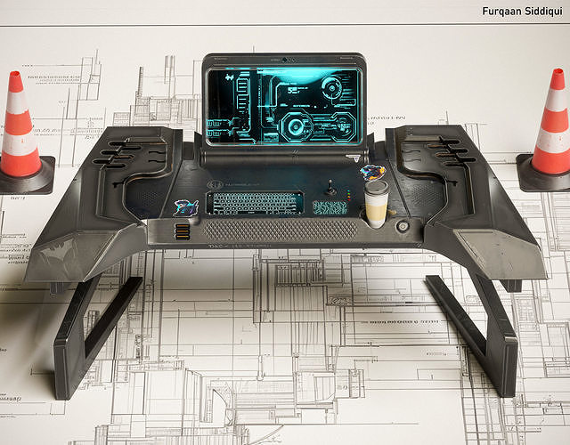 Sci-fi Stylized Table V1 PBR Low-poly 3D model 4