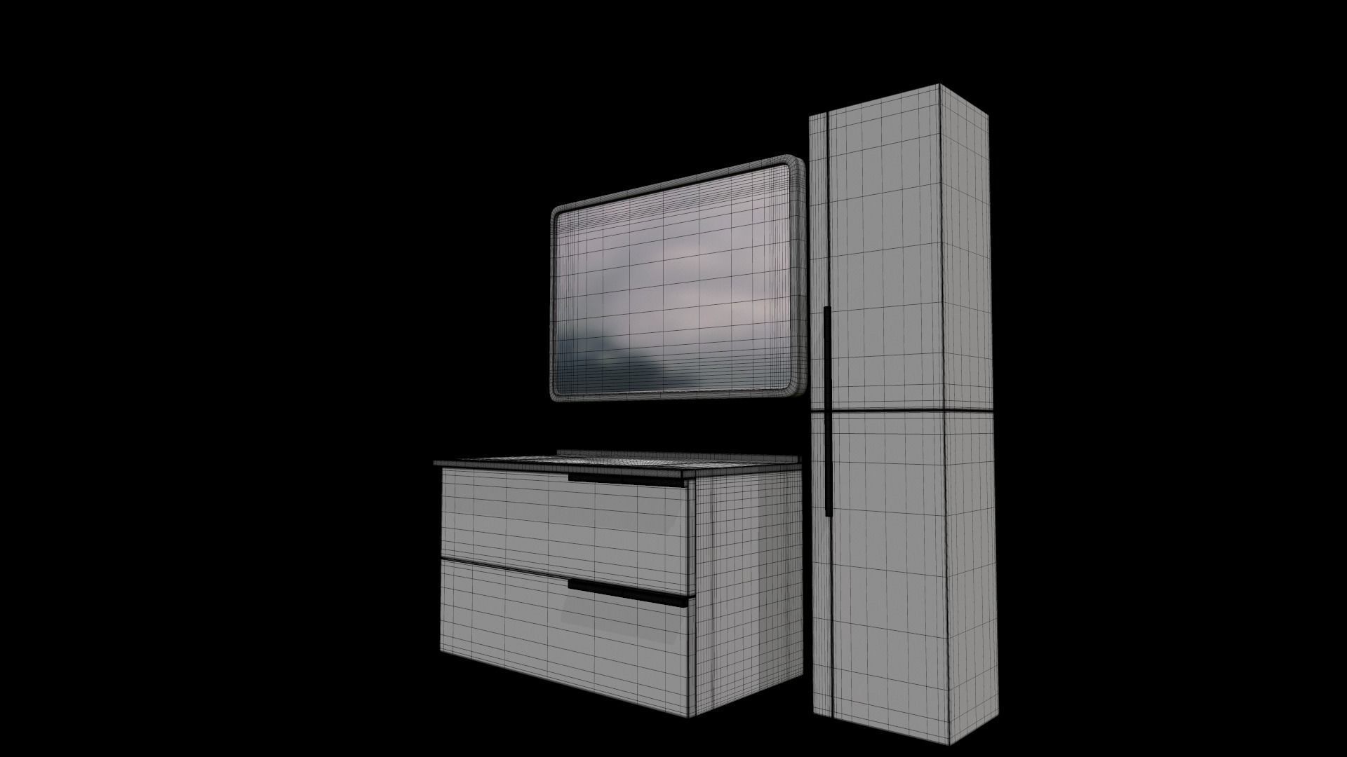 Basin Vanity Set with Cabinet 3D model_10