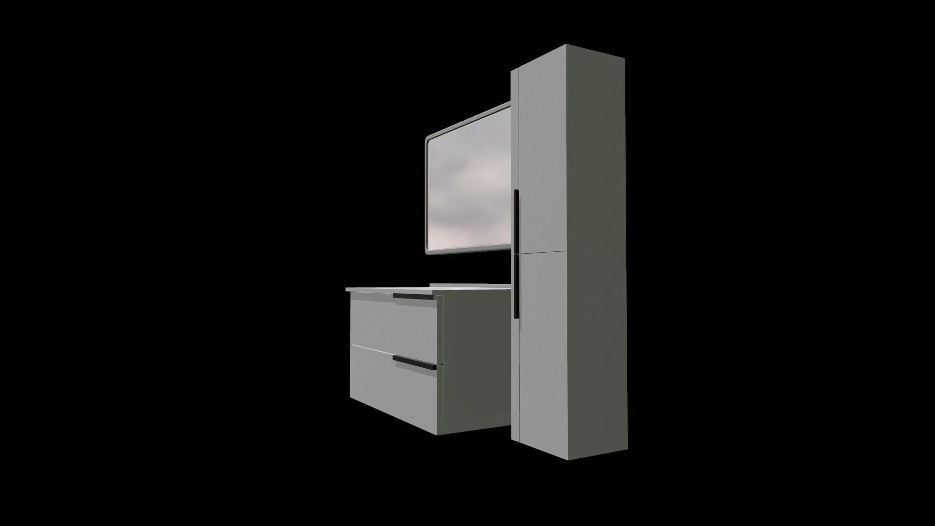 Basin Vanity Set with Cabinet 3D model_8