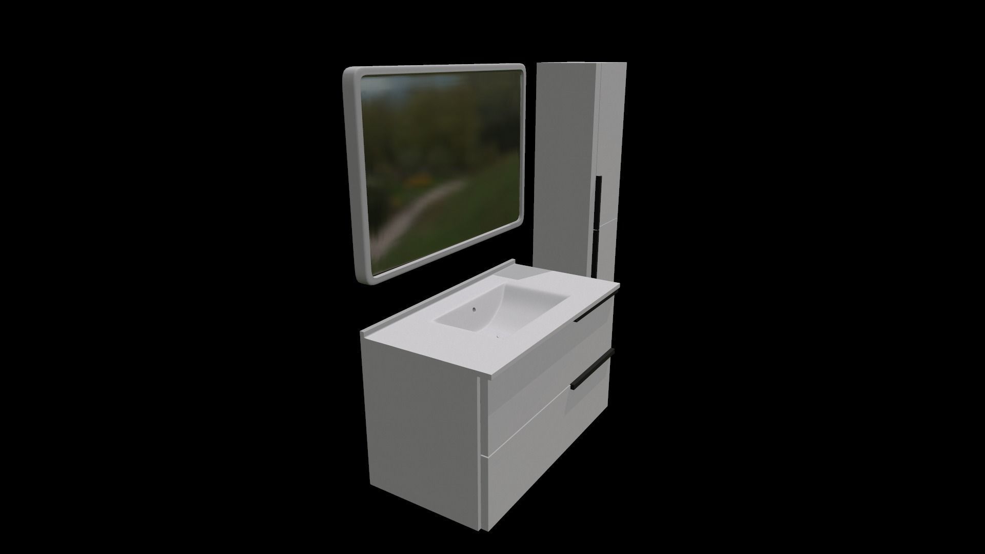 Basin Vanity Set with Cabinet 3D model_9