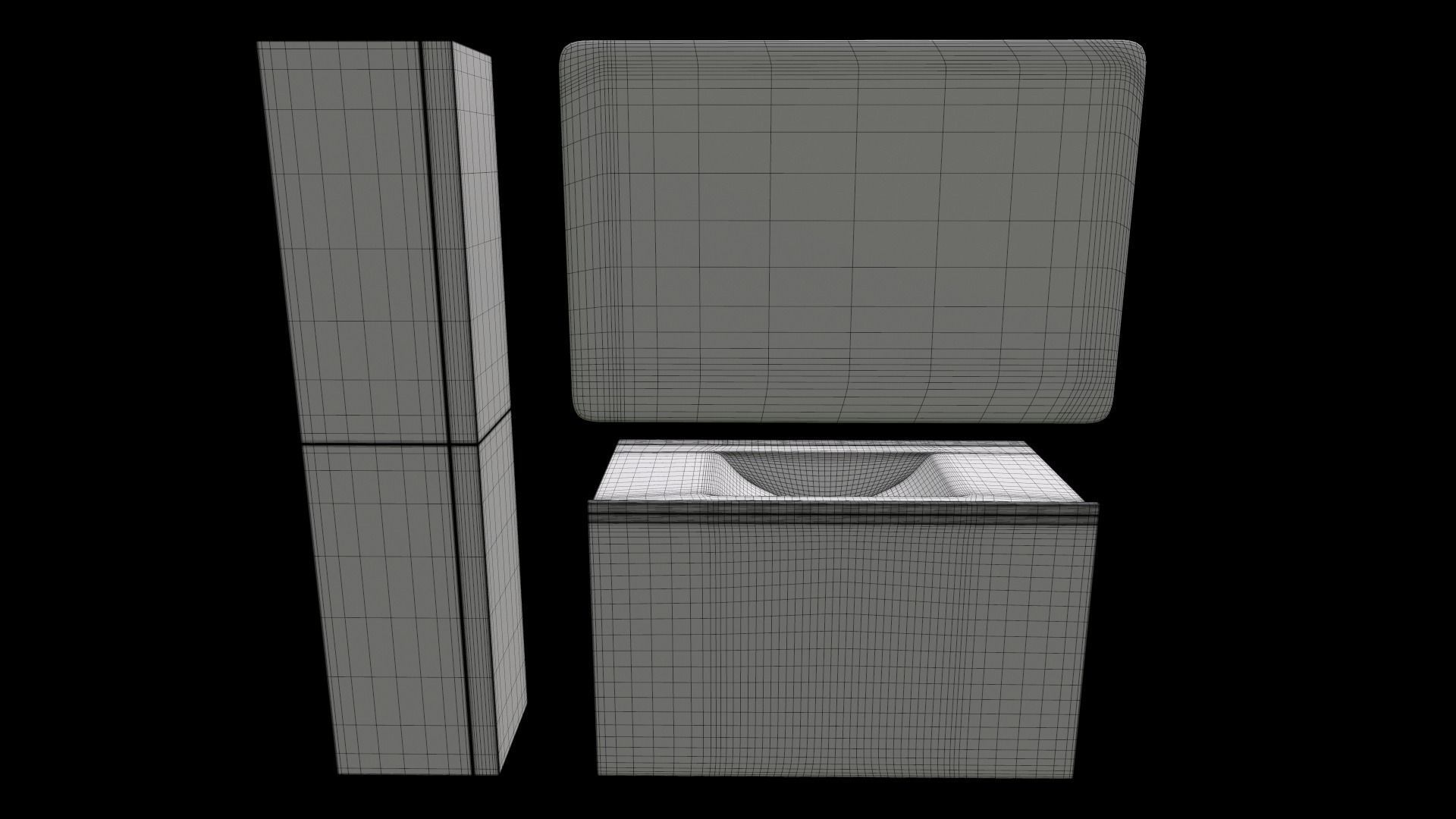 Basin Vanity Set with Cabinet 3D model_4