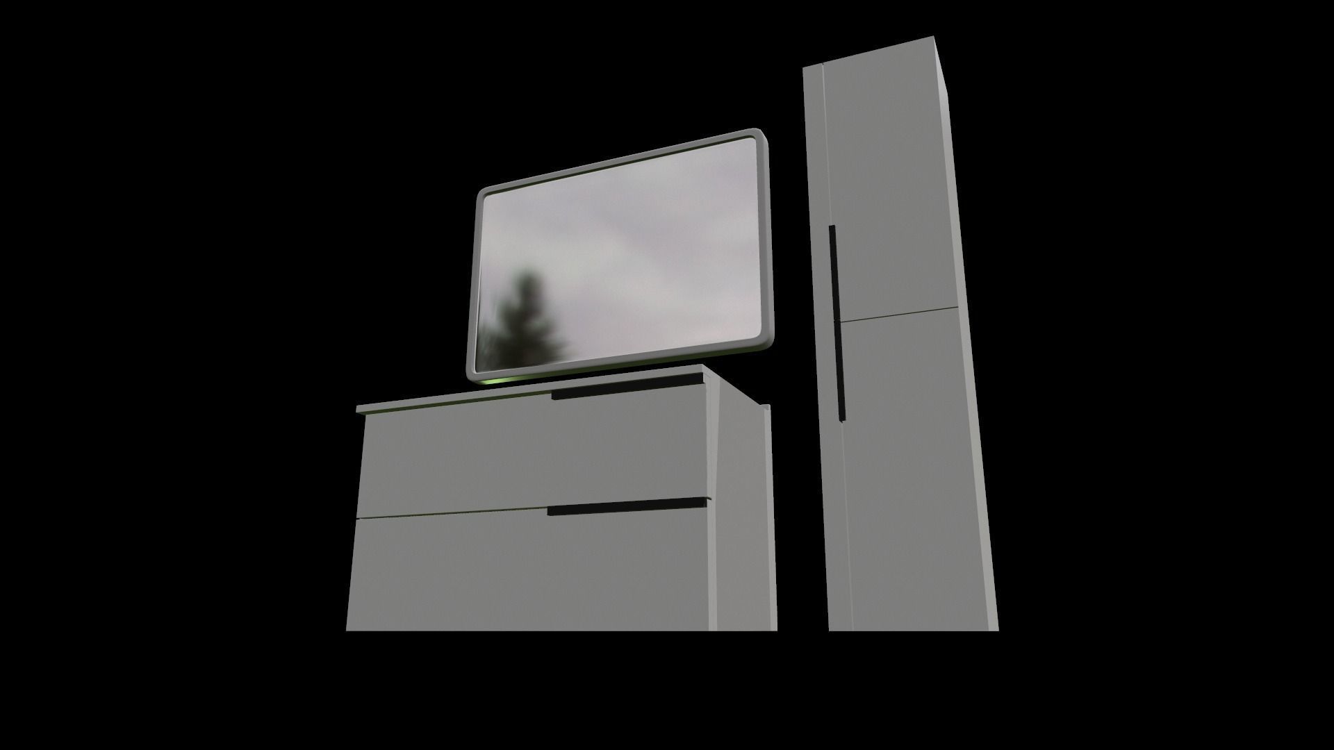 Basin Vanity Set with Cabinet 3D model_5