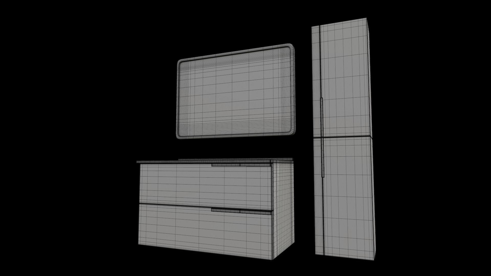 Basin Vanity Set with Cabinet 3D model_12