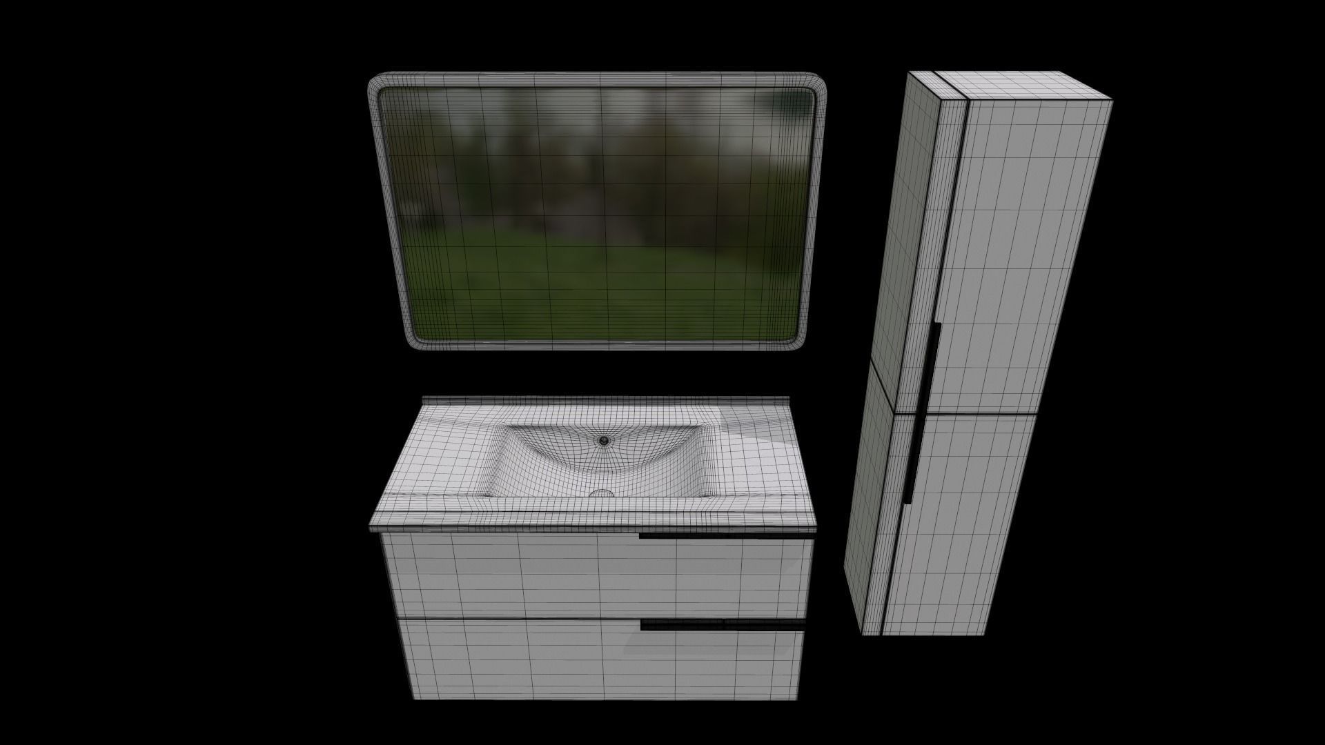 Basin Vanity Set with Cabinet 3D model_11