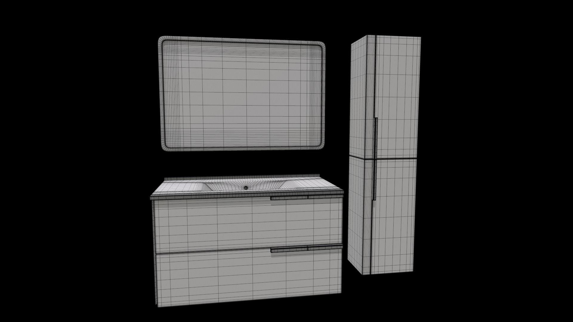 Basin Vanity Set with Cabinet 3D model_7