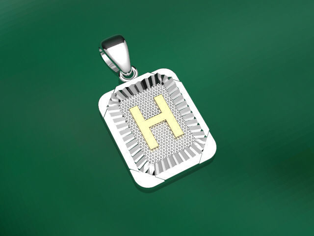 Pendant H for gift 3D print model_5