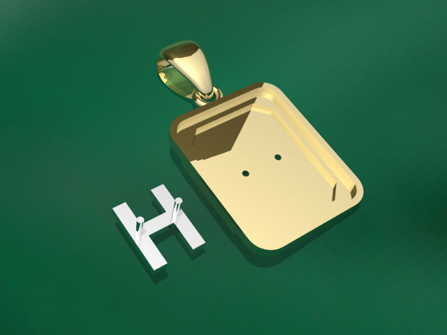 Pendant H for gift 3D print model_4