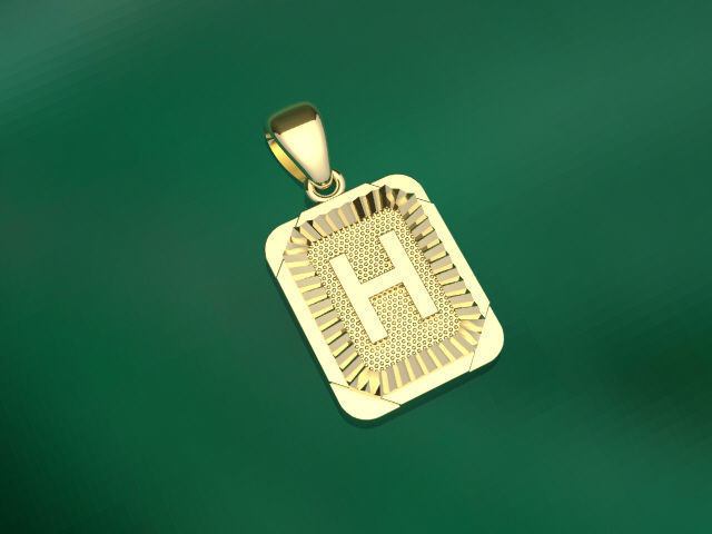 Pendant H for gift 3D print model_7