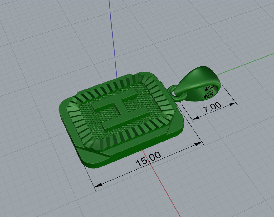 Pendant H for gift 3D print model_3