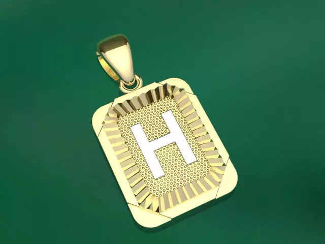 Pendant H for gift 3D print model_0