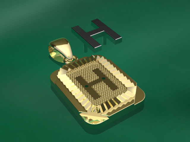 Pendant H for gift 3D print model_2