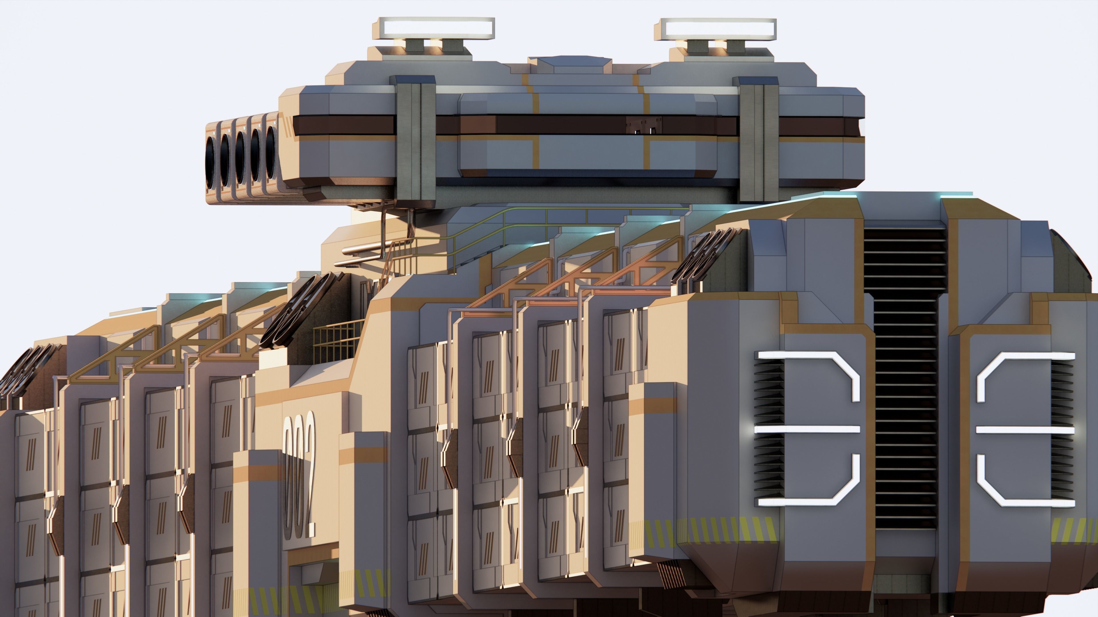 Sci-fi Cargo Airship 002 3D model_2