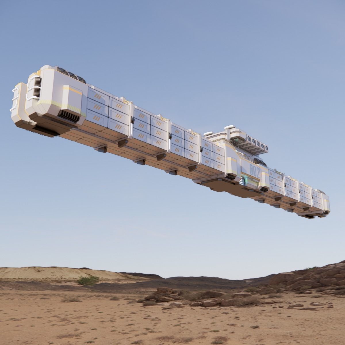 Sci-fi Cargo Airship 002 3D model_5