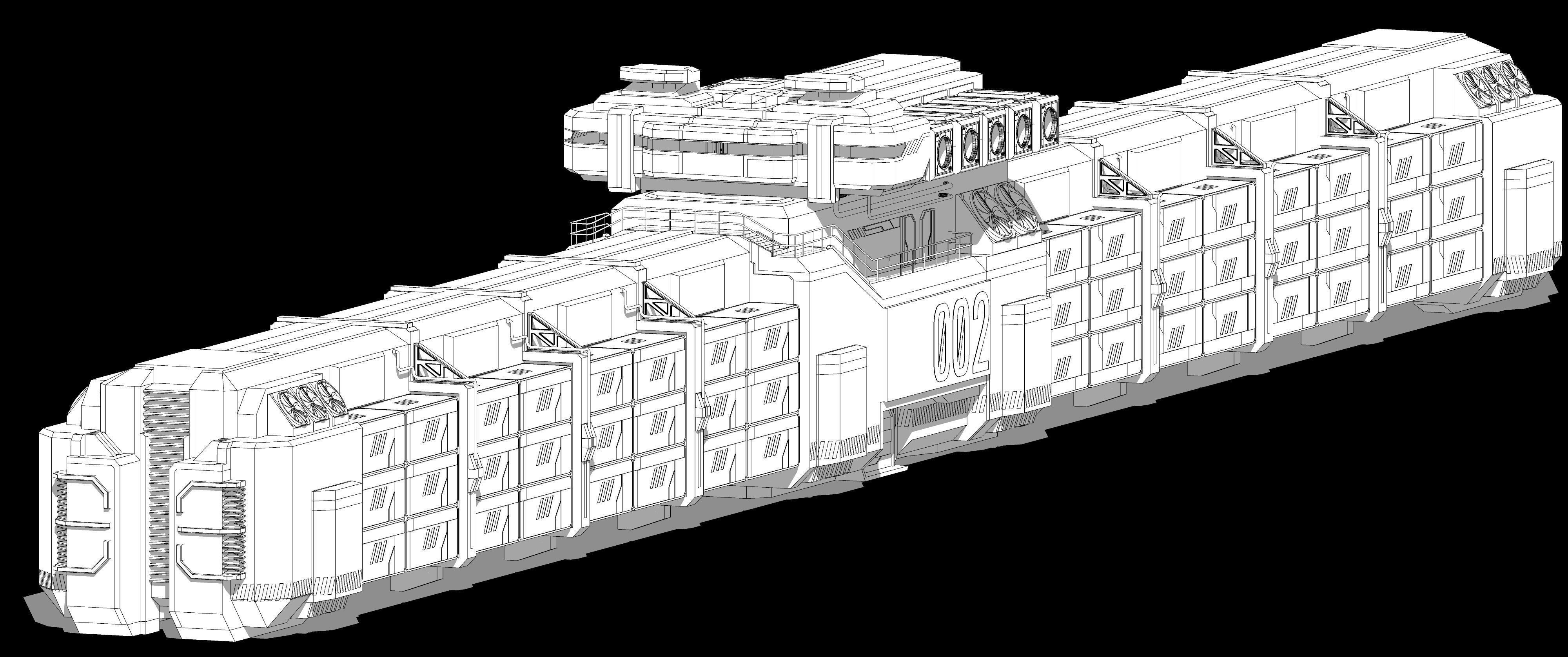 Sci-fi Cargo Airship 002 3D model_16