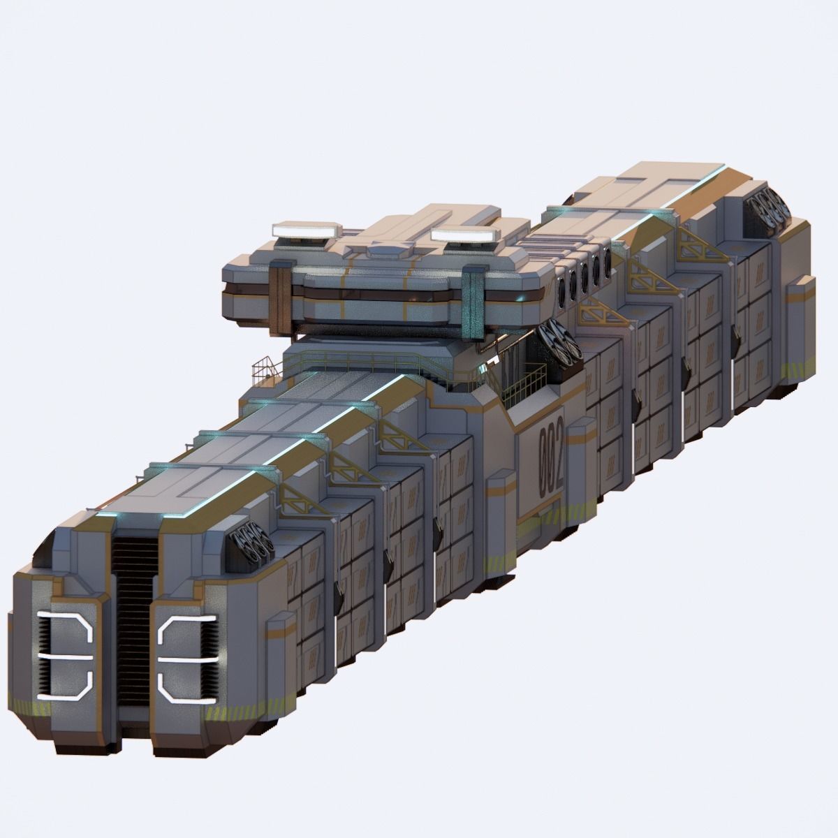 Sci-fi Cargo Airship 002 3D model_3