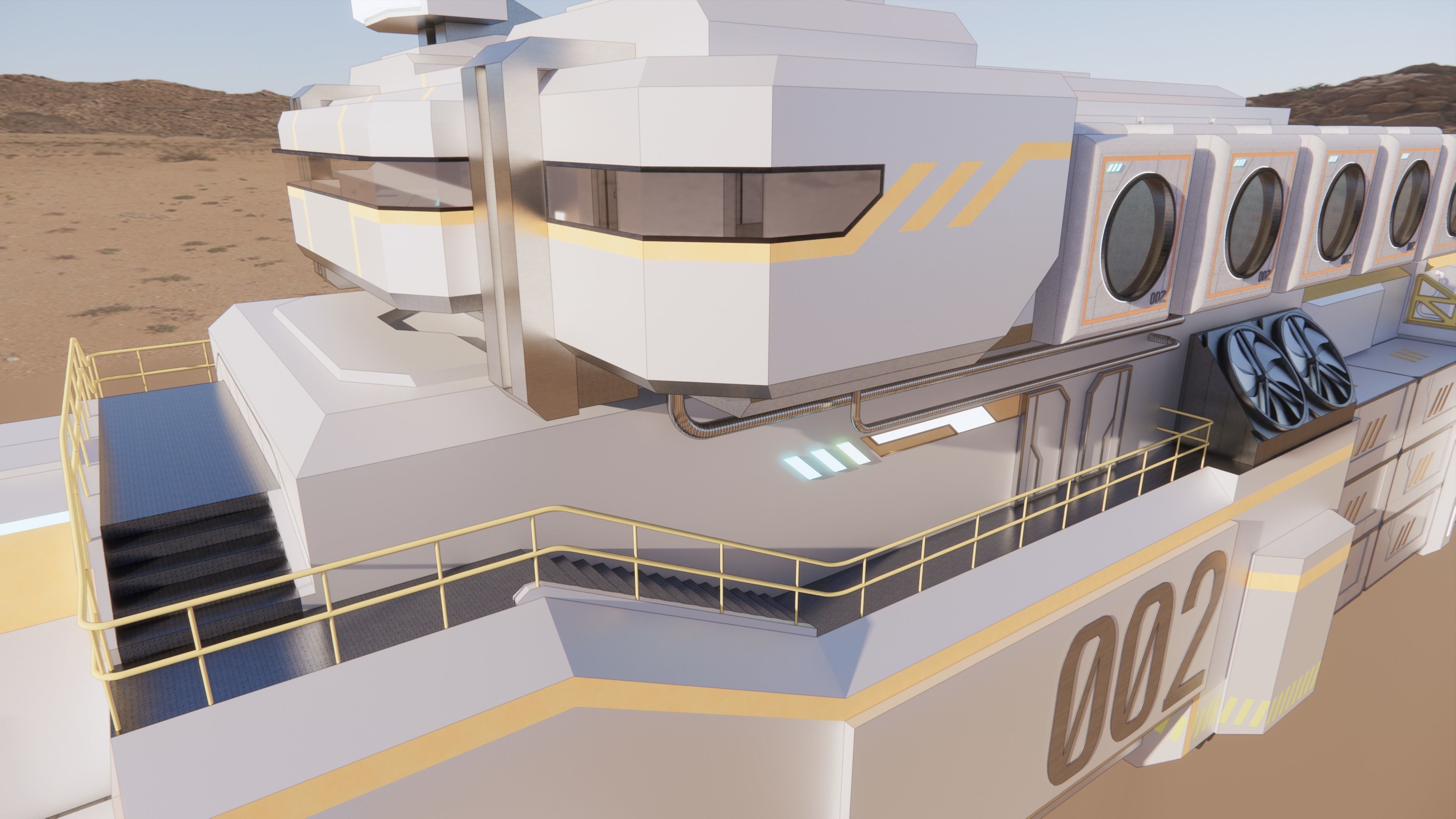 Sci-fi Cargo Airship 002 3D model_13