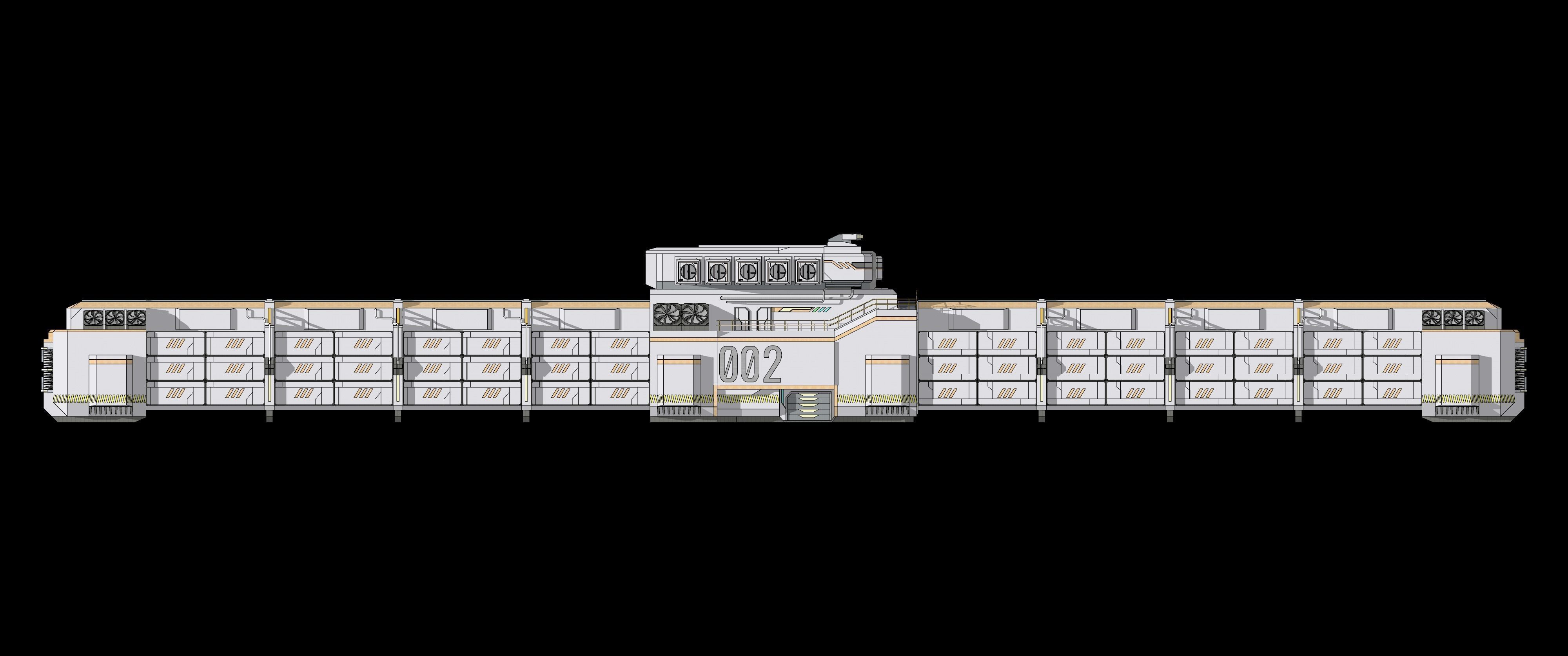 Sci-fi Cargo Airship 002 3D model_15