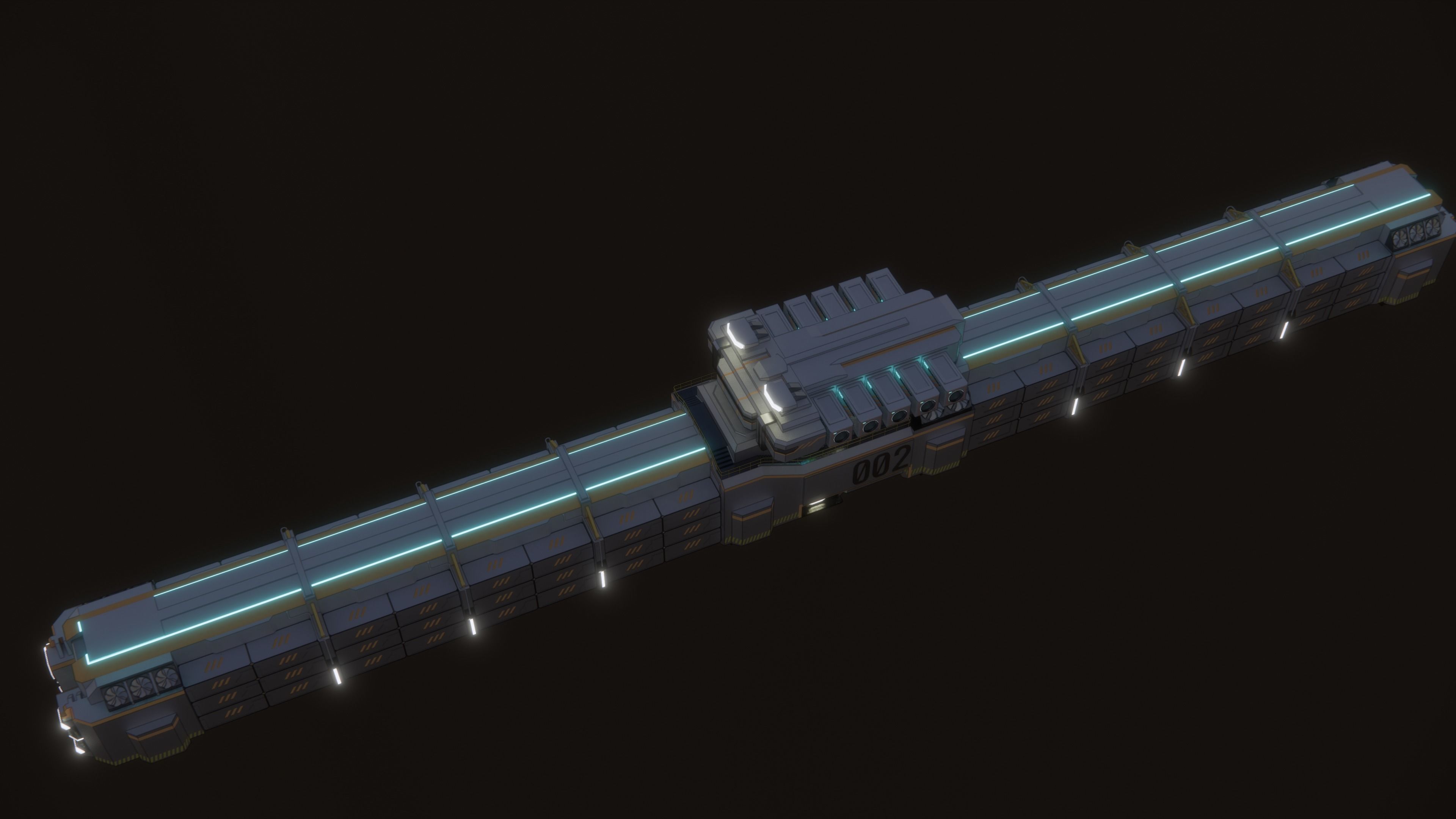 Sci-fi Cargo Airship 002 3D model_8