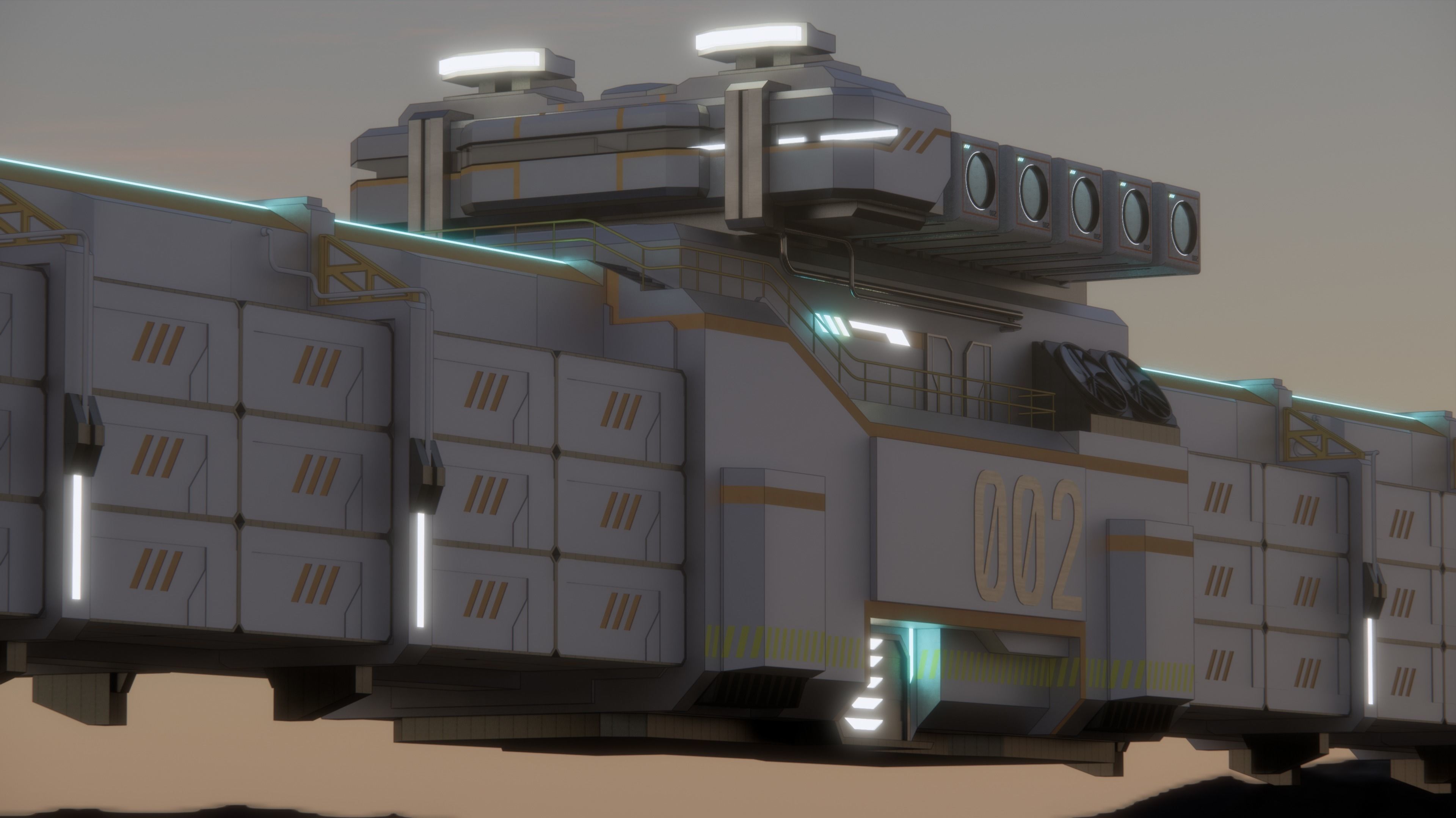 Sci-fi Cargo Airship 002 3D model_4