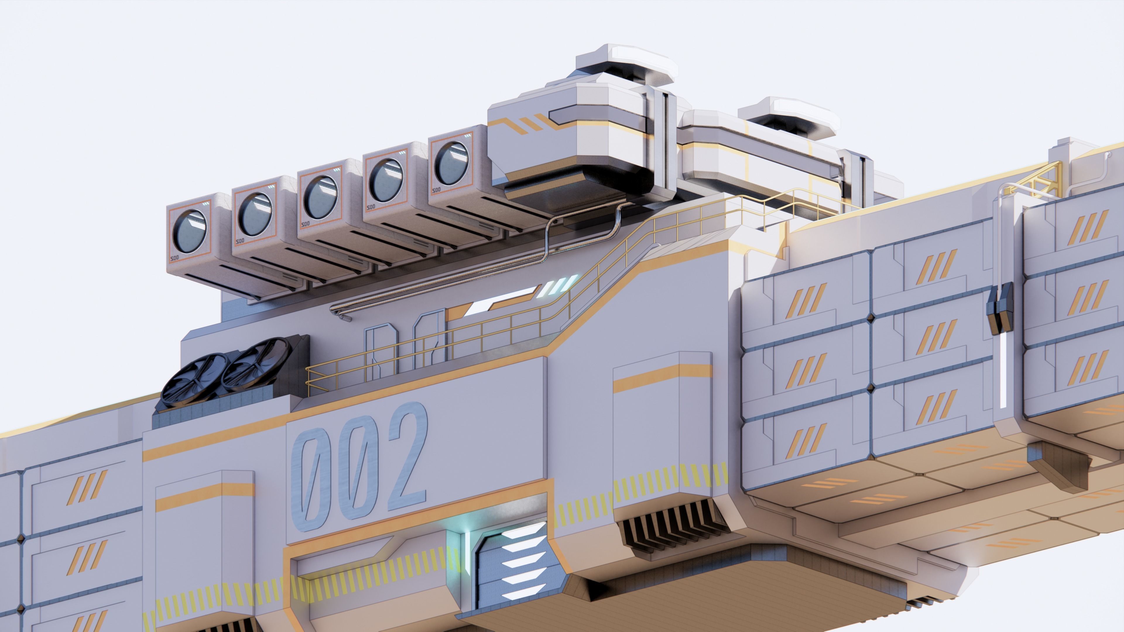 Sci-fi Cargo Airship 002 3D model_1