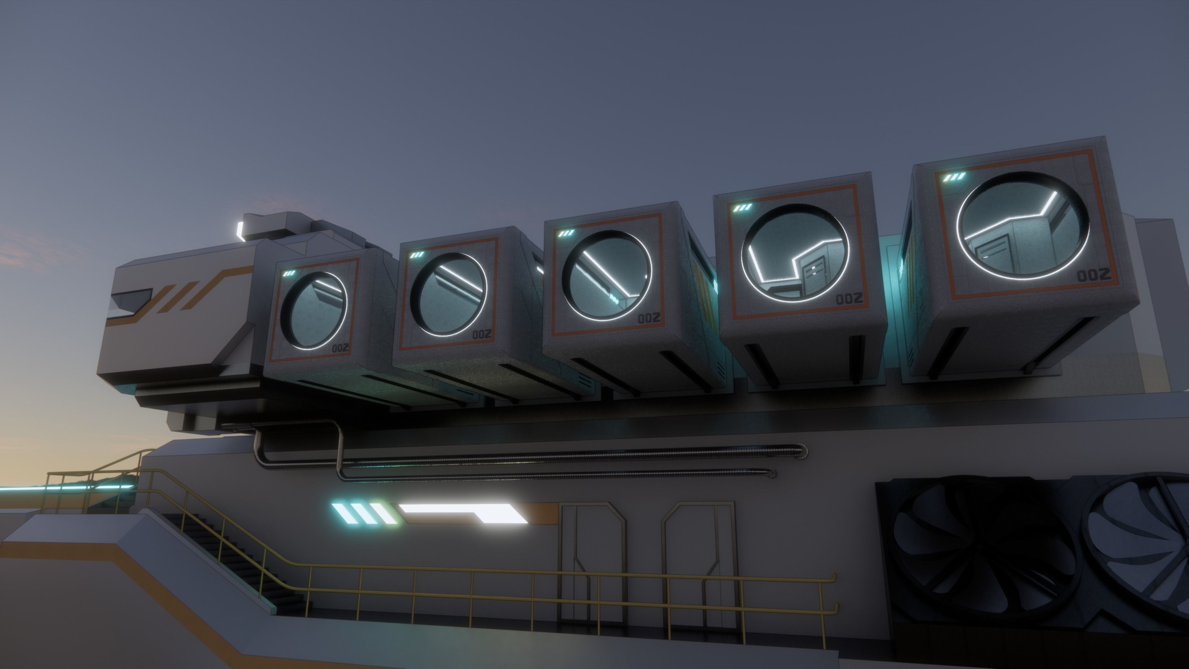 Sci-fi Cargo Airship 002 3D model_12