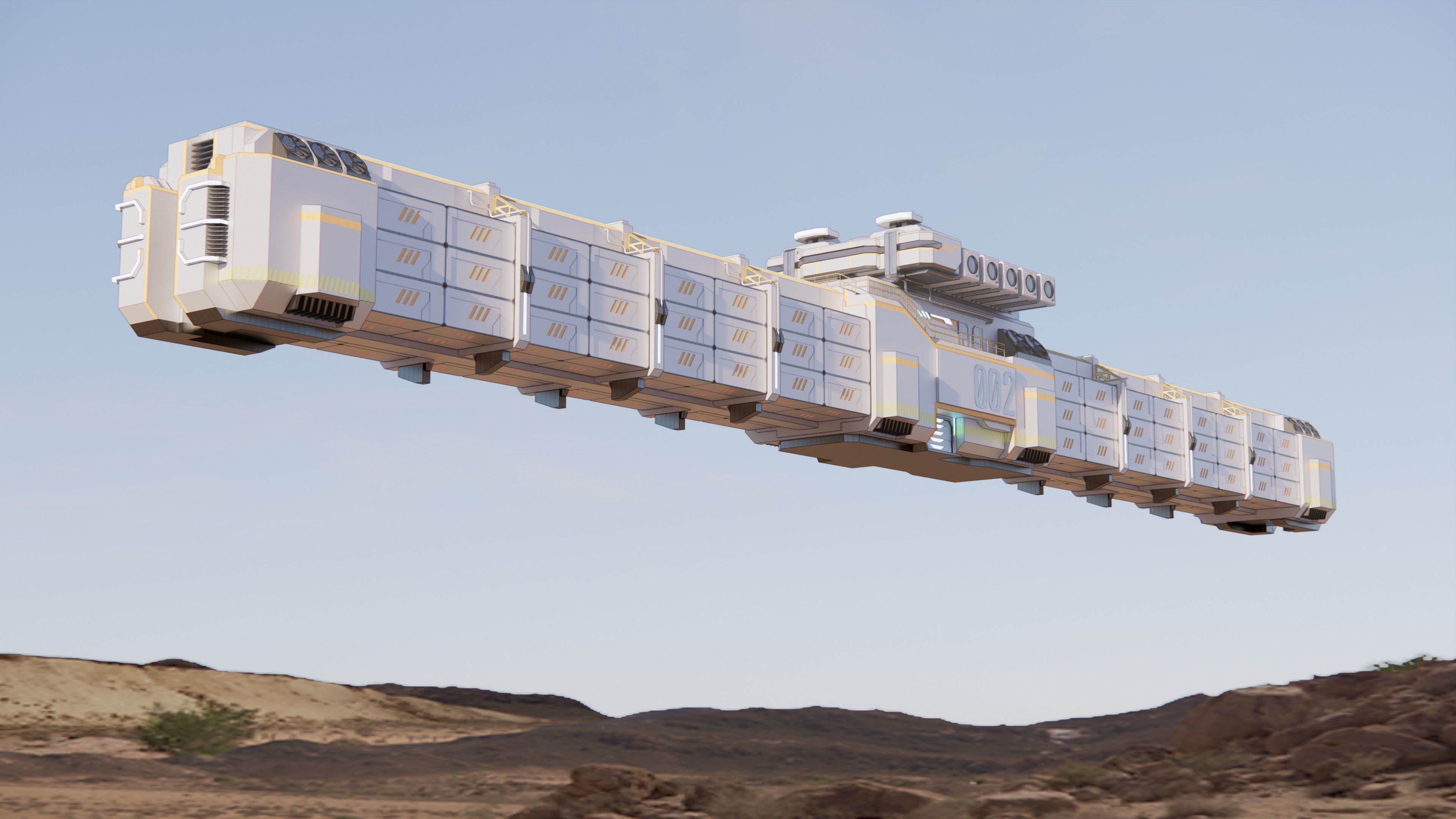 Sci-fi Cargo Airship 002 3D model_6