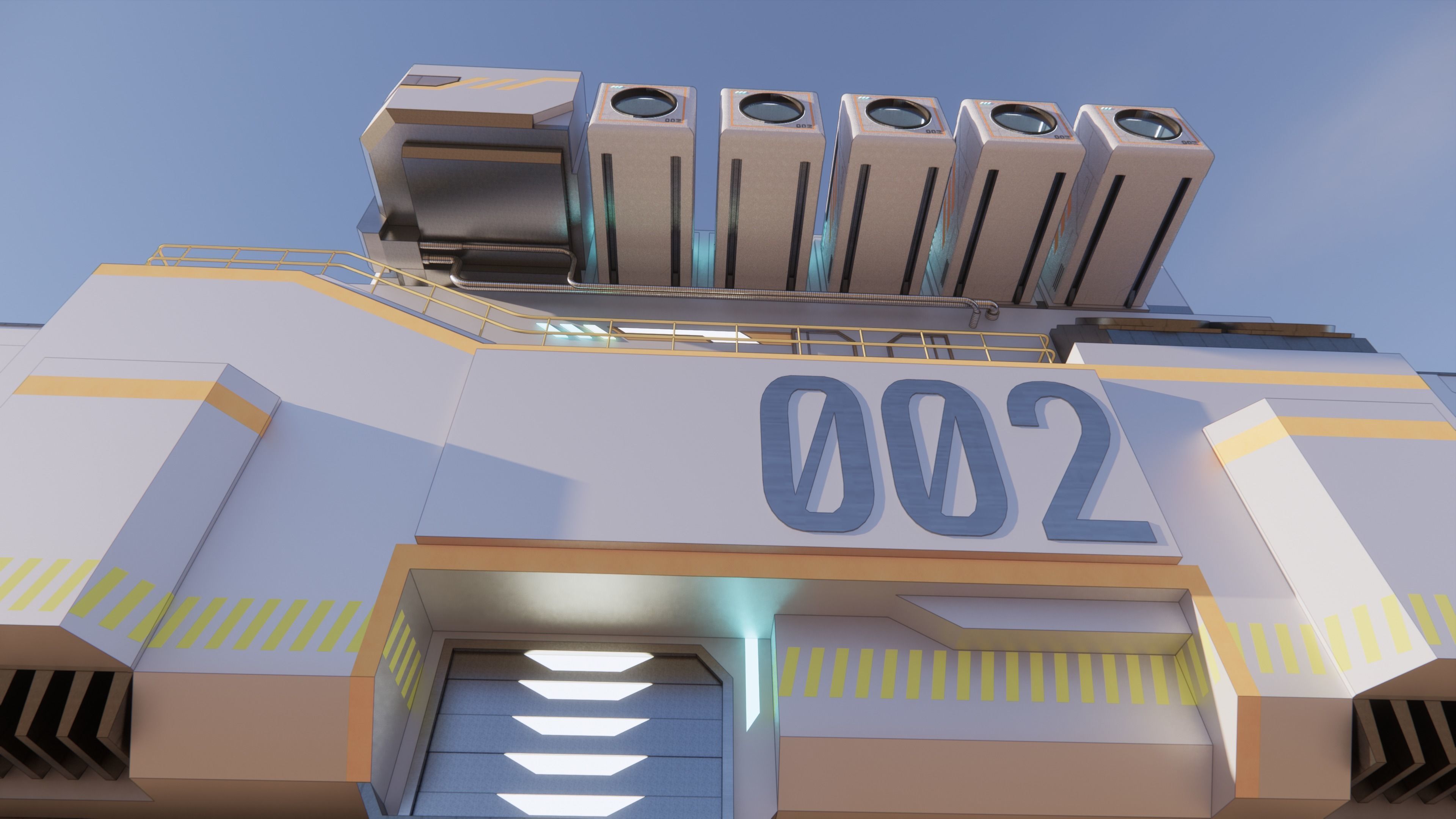 Sci-fi Cargo Airship 002 3D model_14