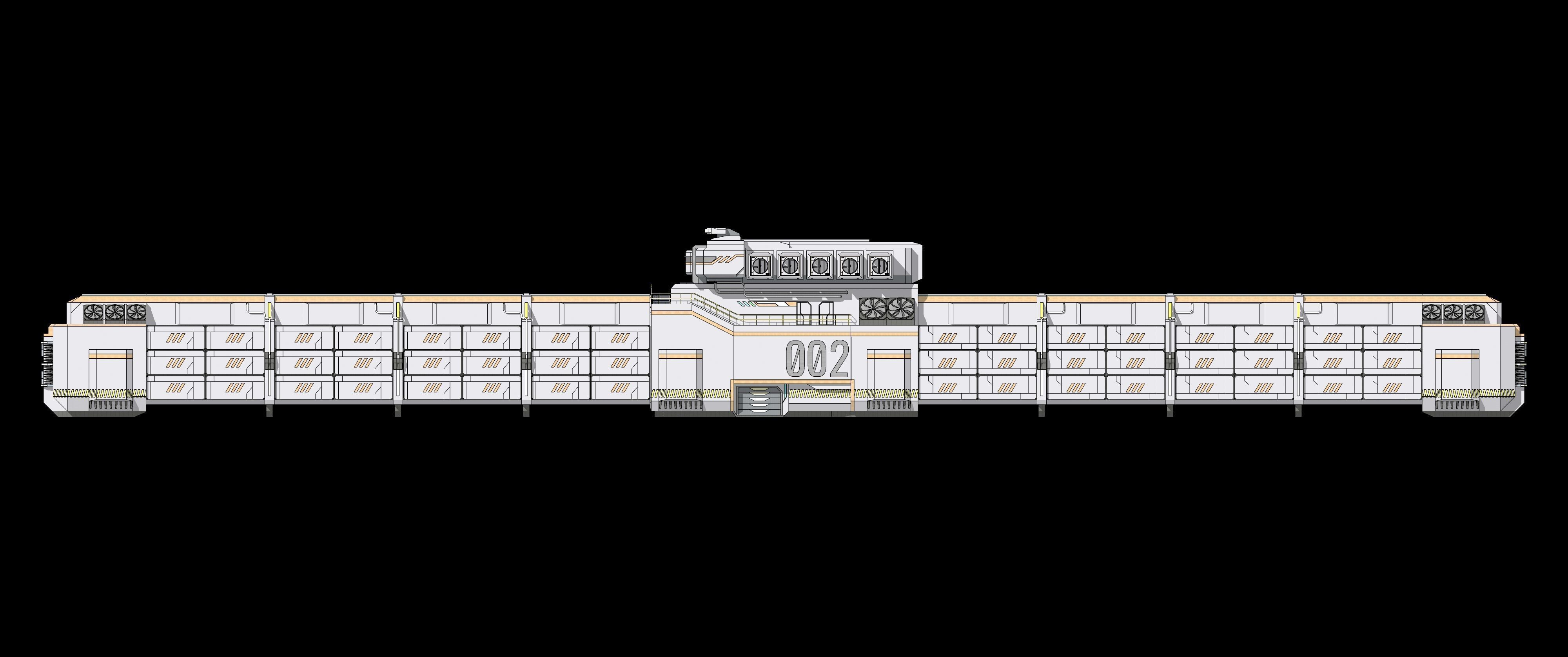 Sci-fi Cargo Airship 002 3D model_9