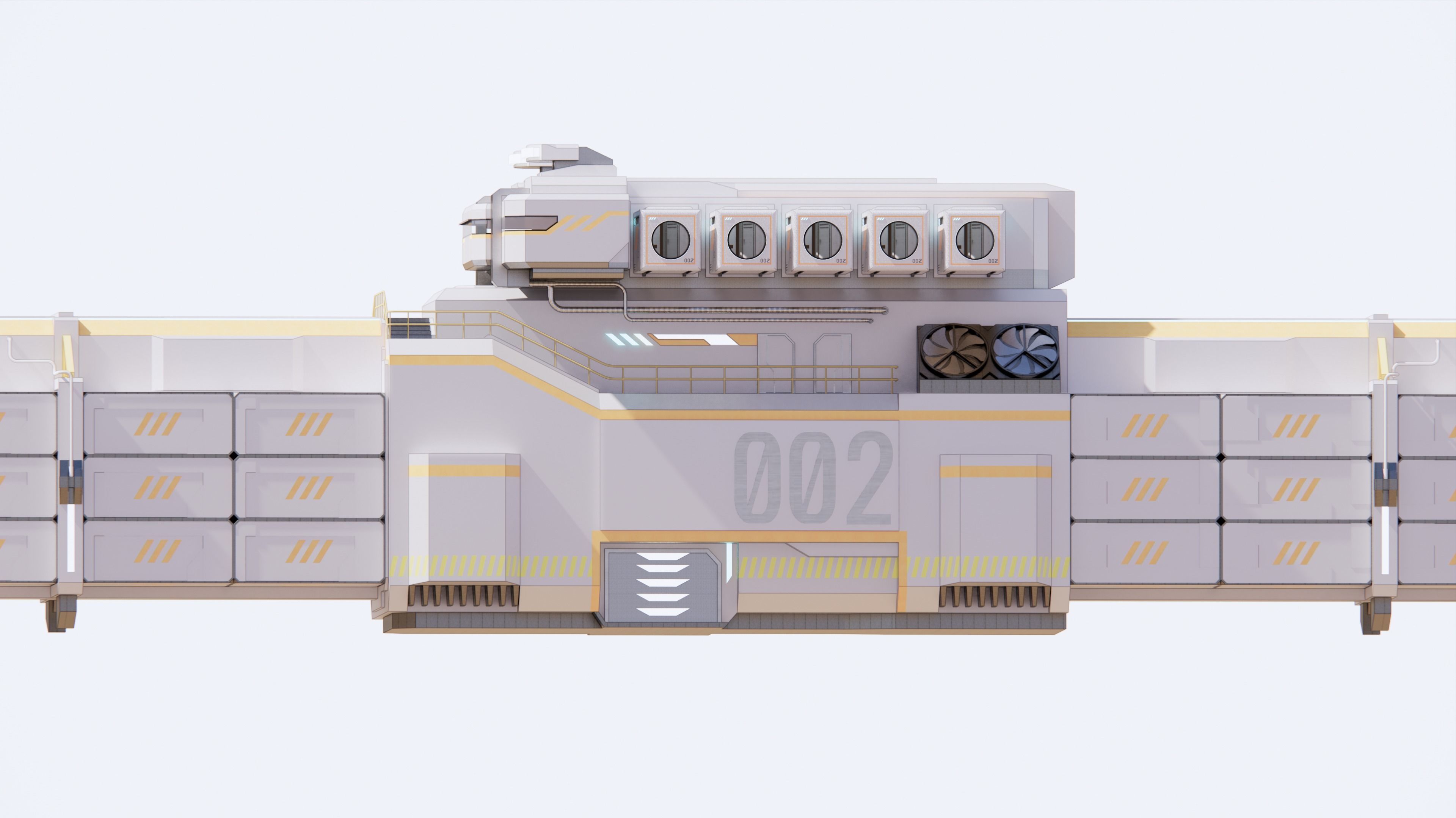 Sci-fi Cargo Airship 002 3D model_10