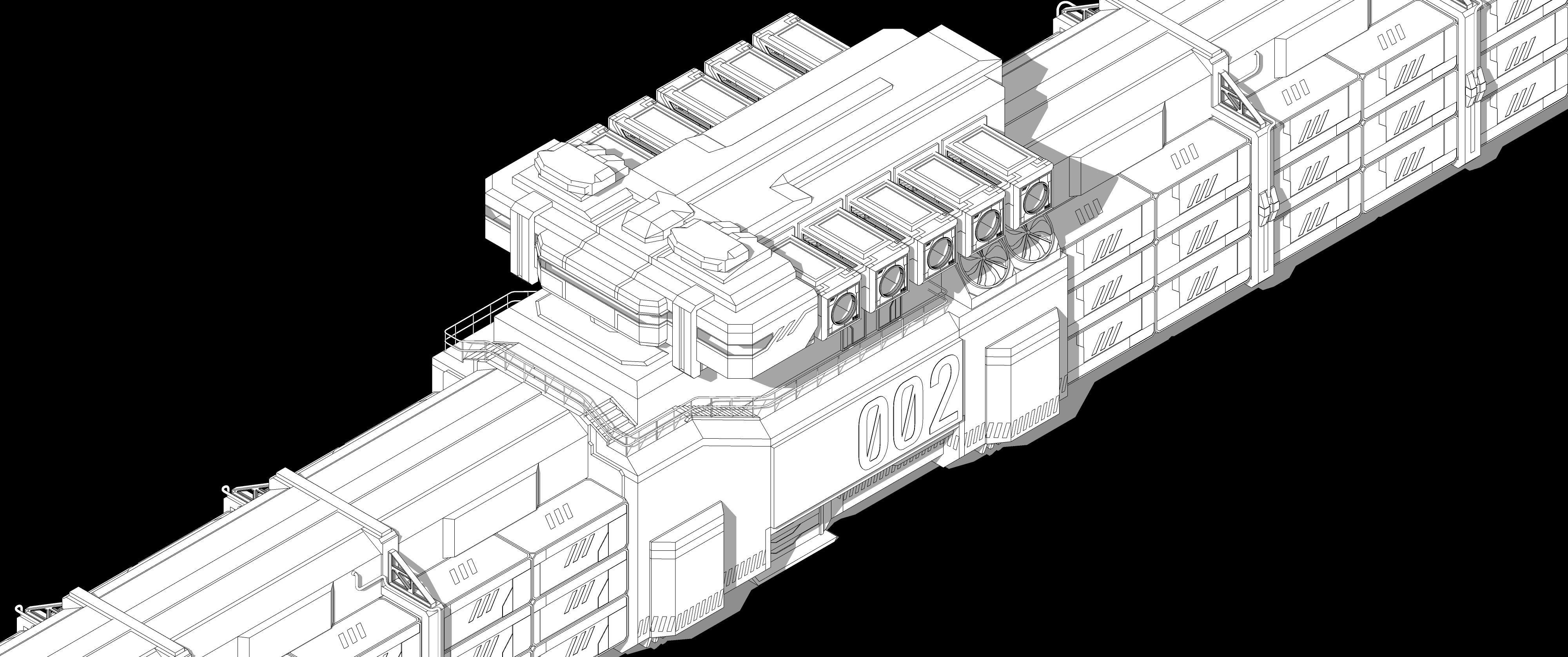Sci-fi Cargo Airship 002 3D model_24