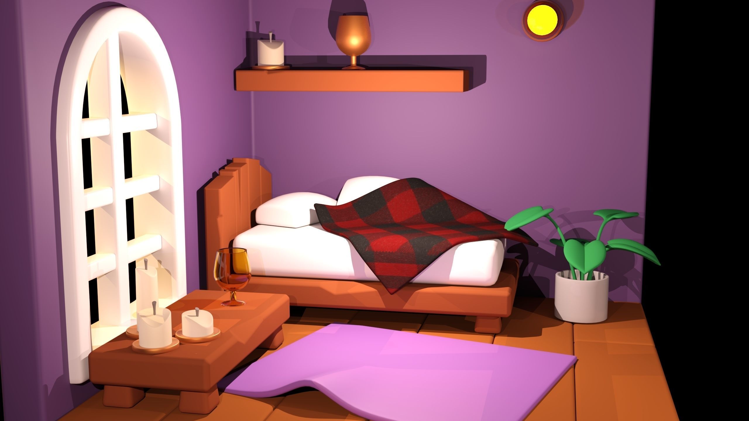 Isometric Bedroom 3D model_2