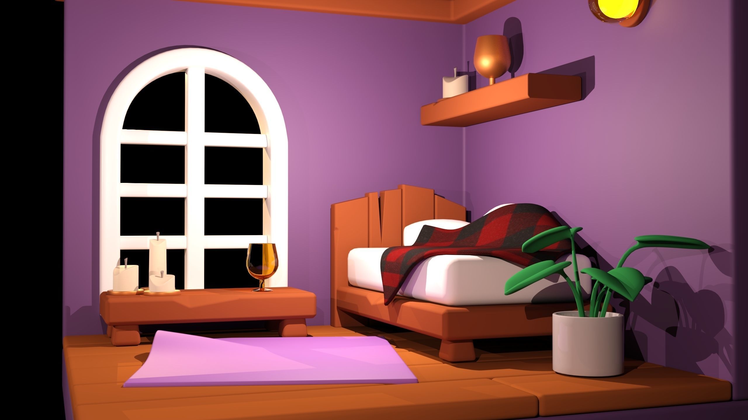Isometric Bedroom 3D model_1