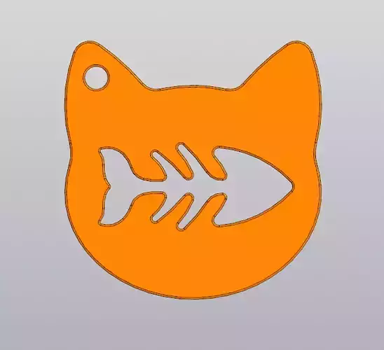 Cat and fish skeleton Keychain Free 3D print model